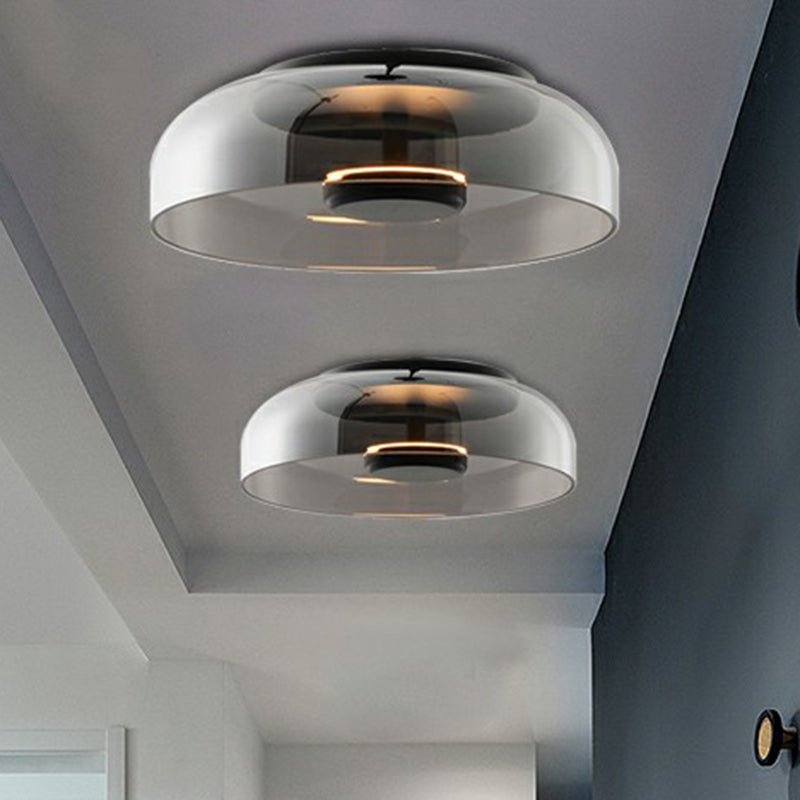 Bela Glass LED Ceiling Light | Modern Amber & Smoke Grey Finish
