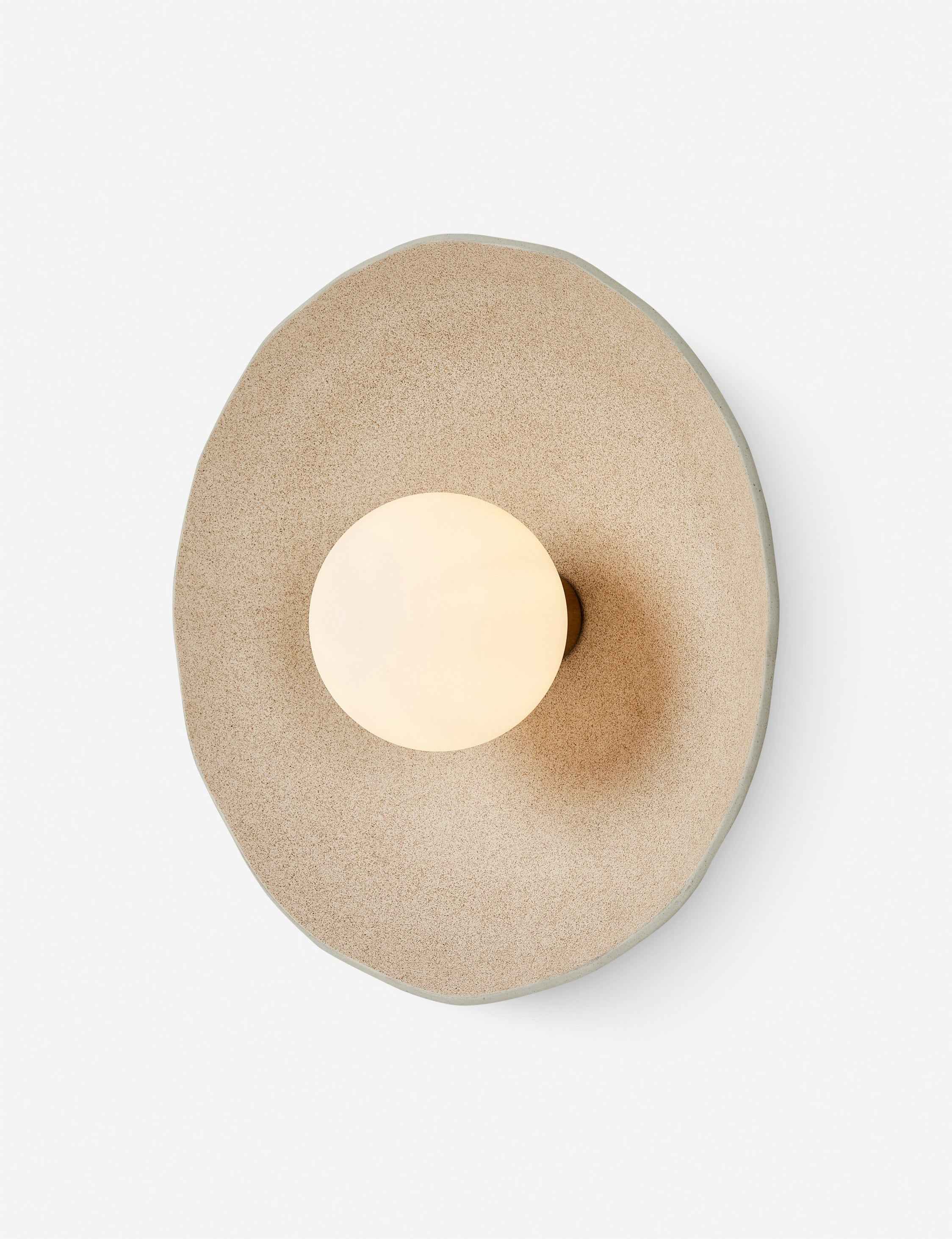 Talon Ceramic Sconce | Opal Glass Orb, Brass-Finished Plate