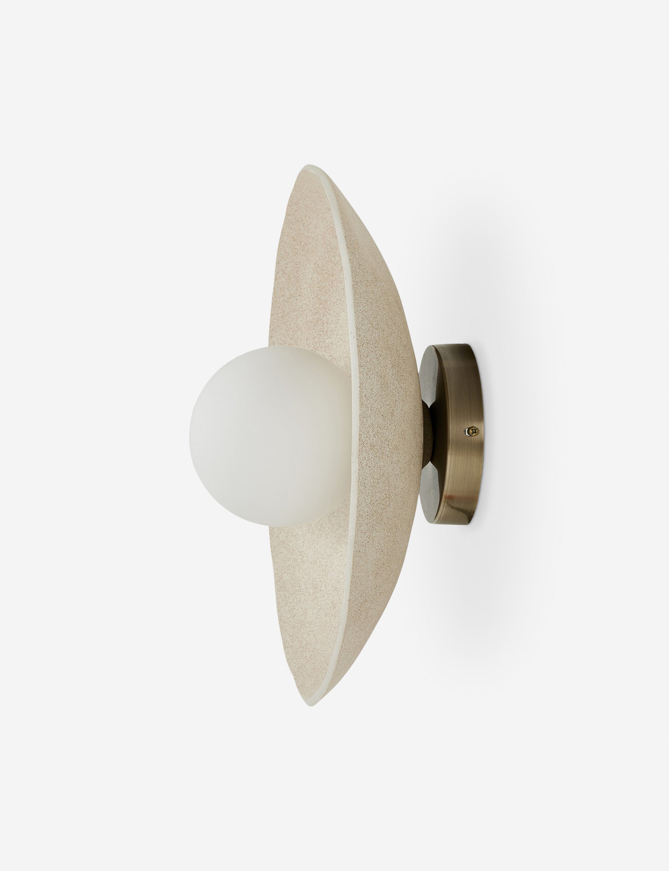 Talon Ceramic Sconce | Opal Glass Orb, Brass-Finished Plate