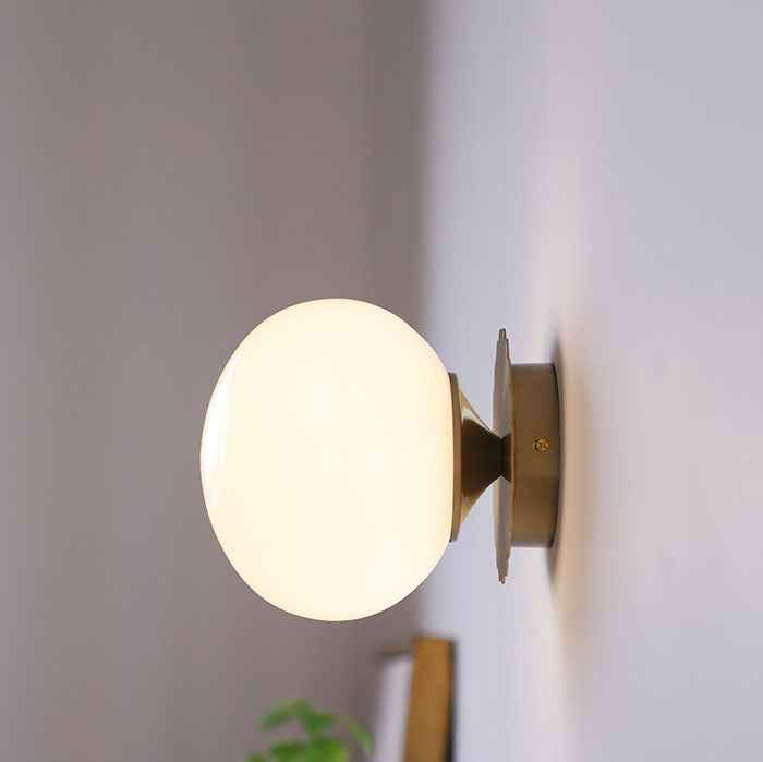 Contemporary Vintage Minimalist Round Iron and Glass 1-Light Wall Sconce - Cendre Home