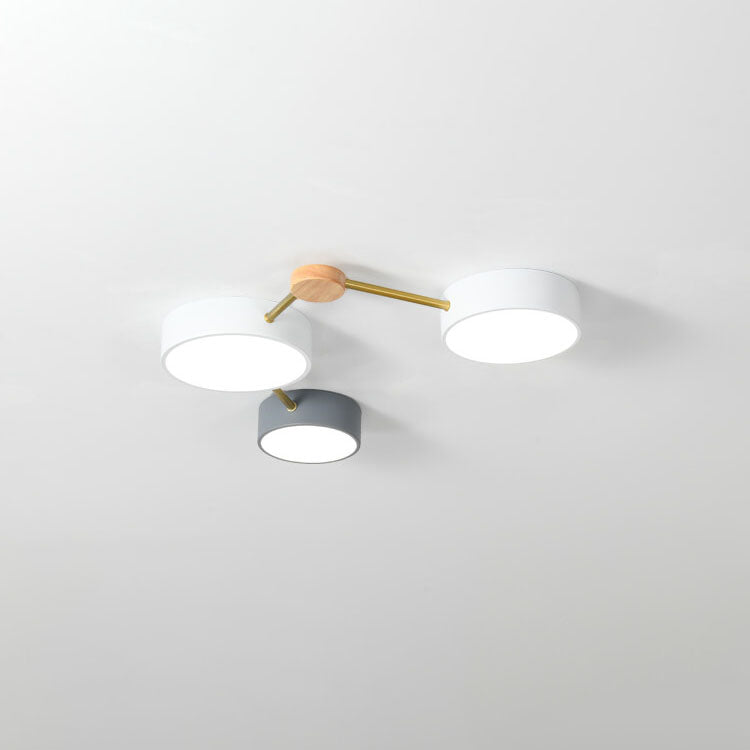 Scandinavian Minimalist Solid Wood and Iron LED Flush Mount Light