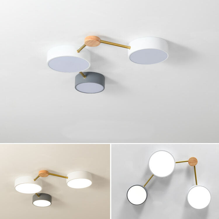 Scandinavian Minimalist Solid Wood and Iron LED Flush Mount Light