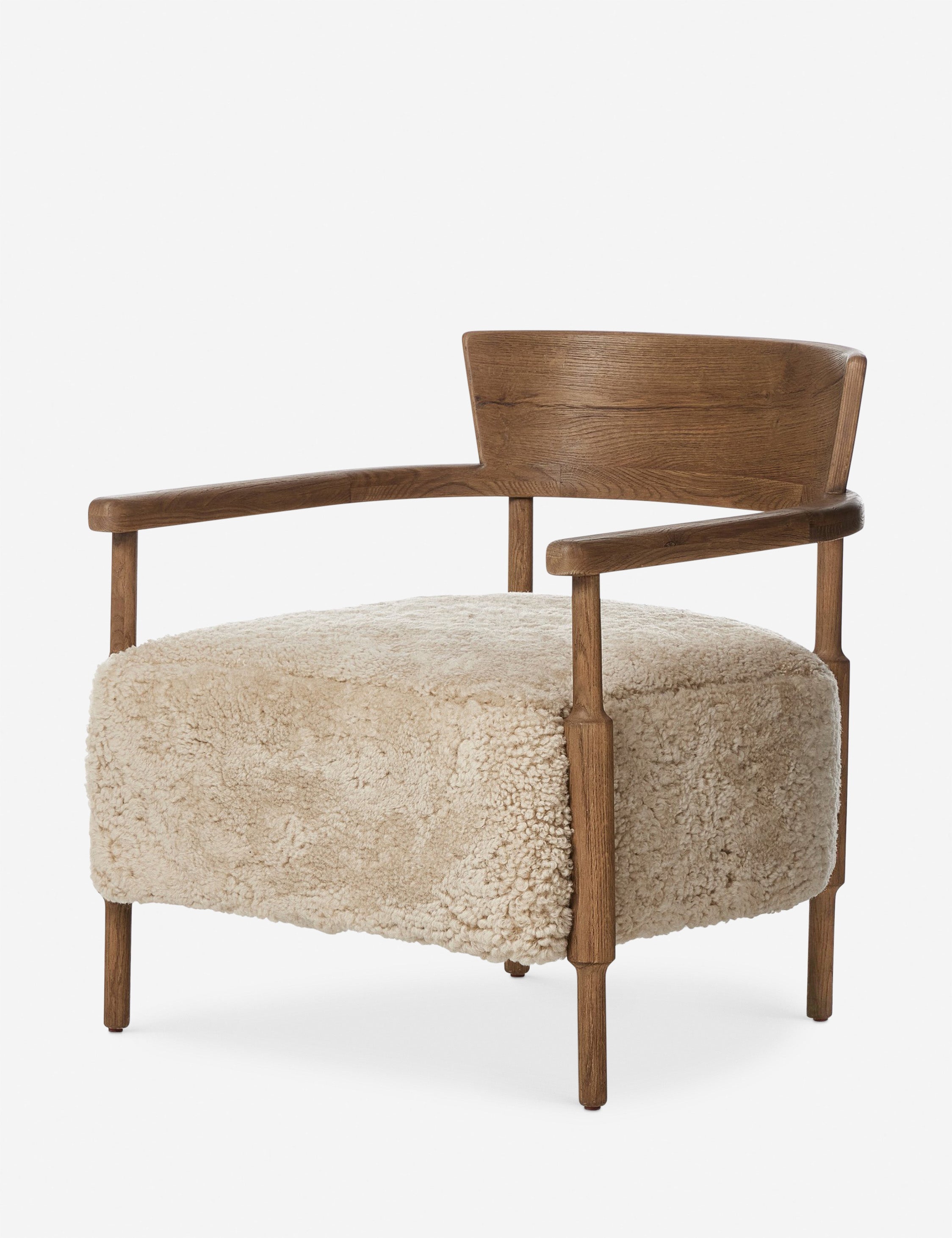 Bela Accent Chair | Solid Oak Frame, Natural Shearling Upholstery