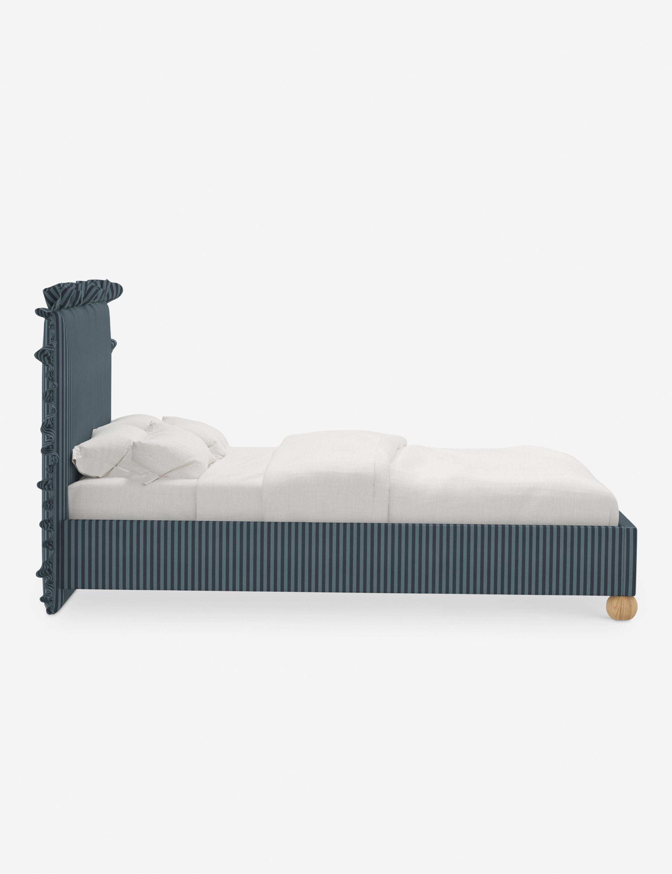 Mira Platform Bed | Ruffled Headboard, Custom Upholstery