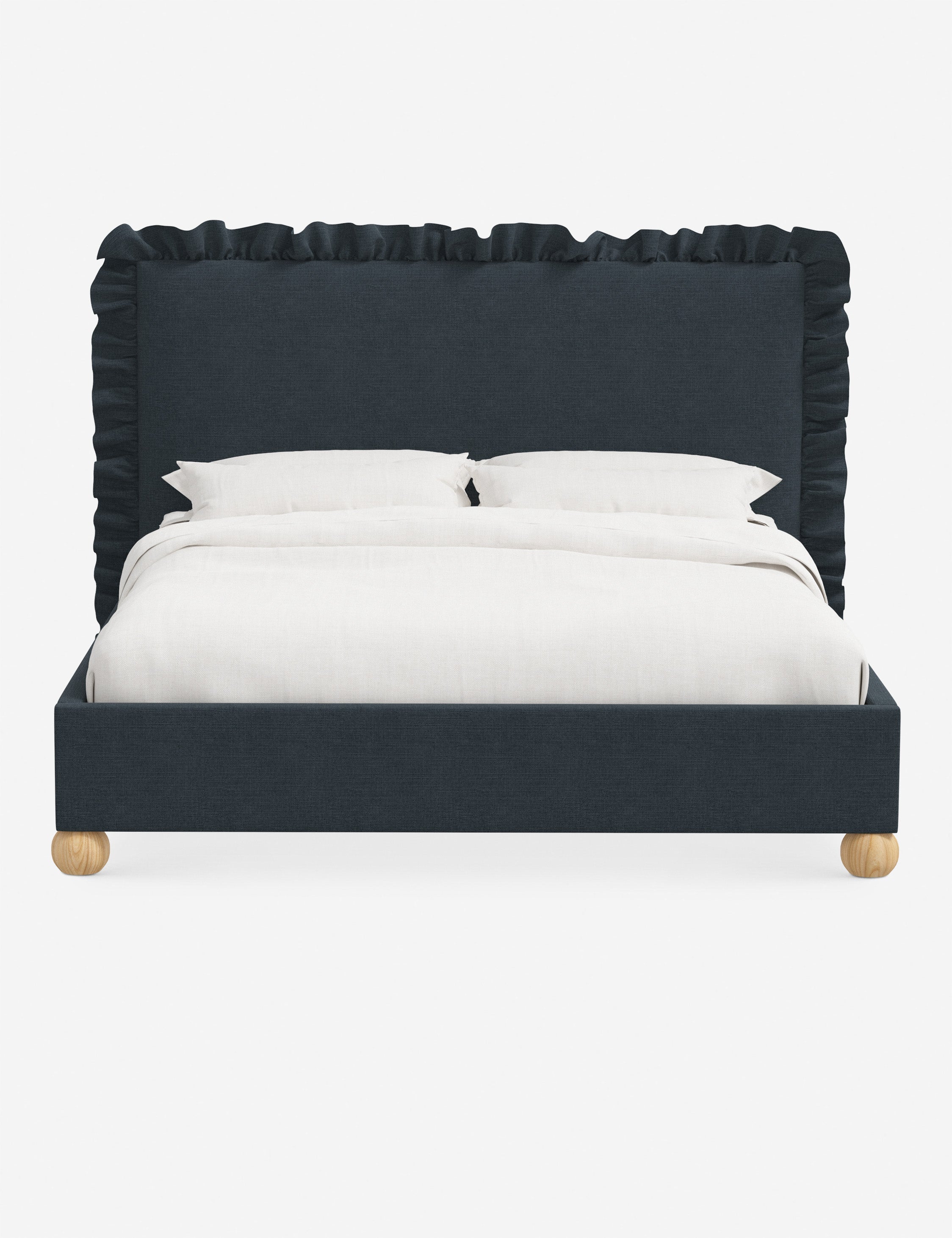 Mira Platform Bed | Ruffled Headboard, Custom Upholstery