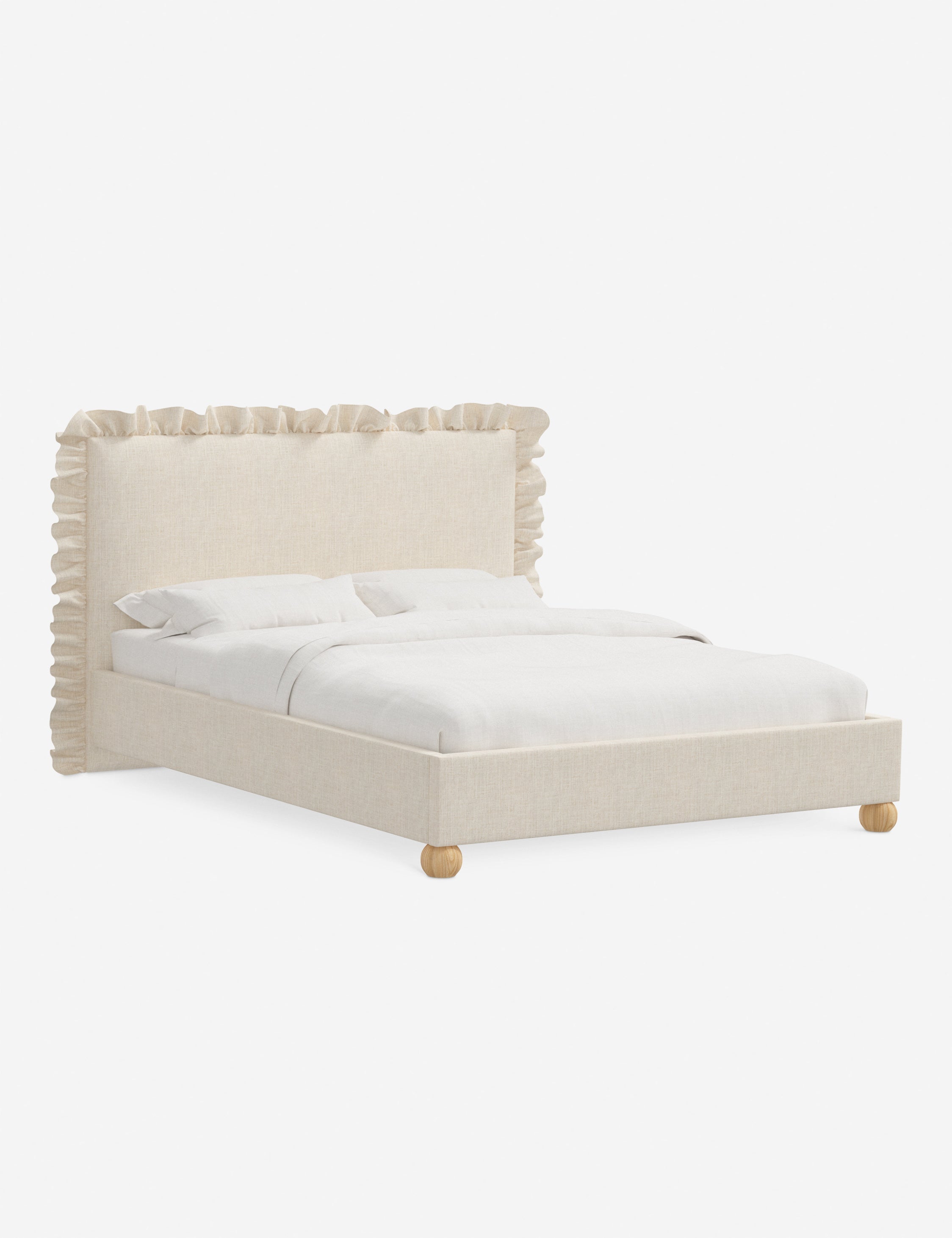 Mira Platform Bed | Ruffled Headboard, Custom Upholstery