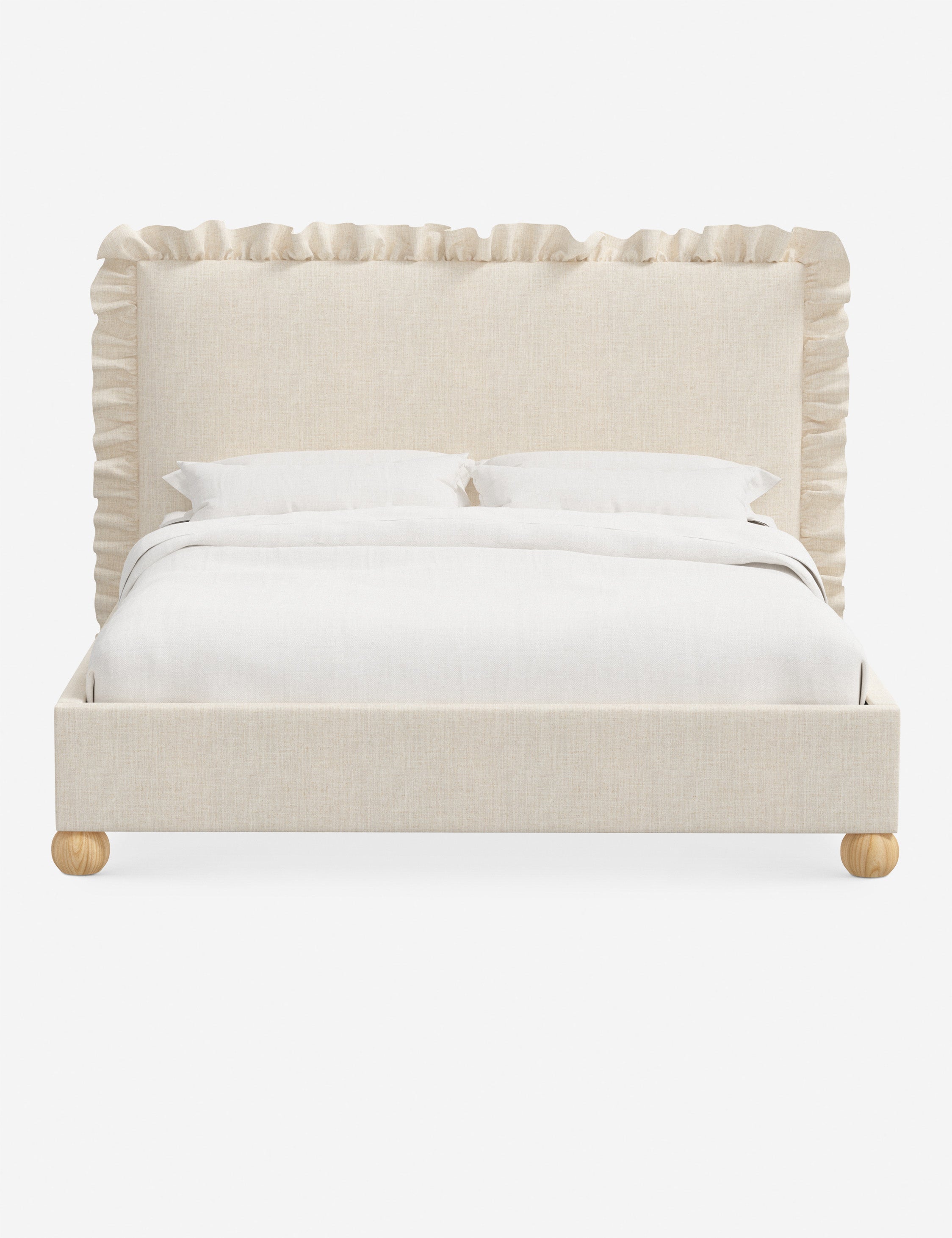Mira Platform Bed | Ruffled Headboard, Custom Upholstery