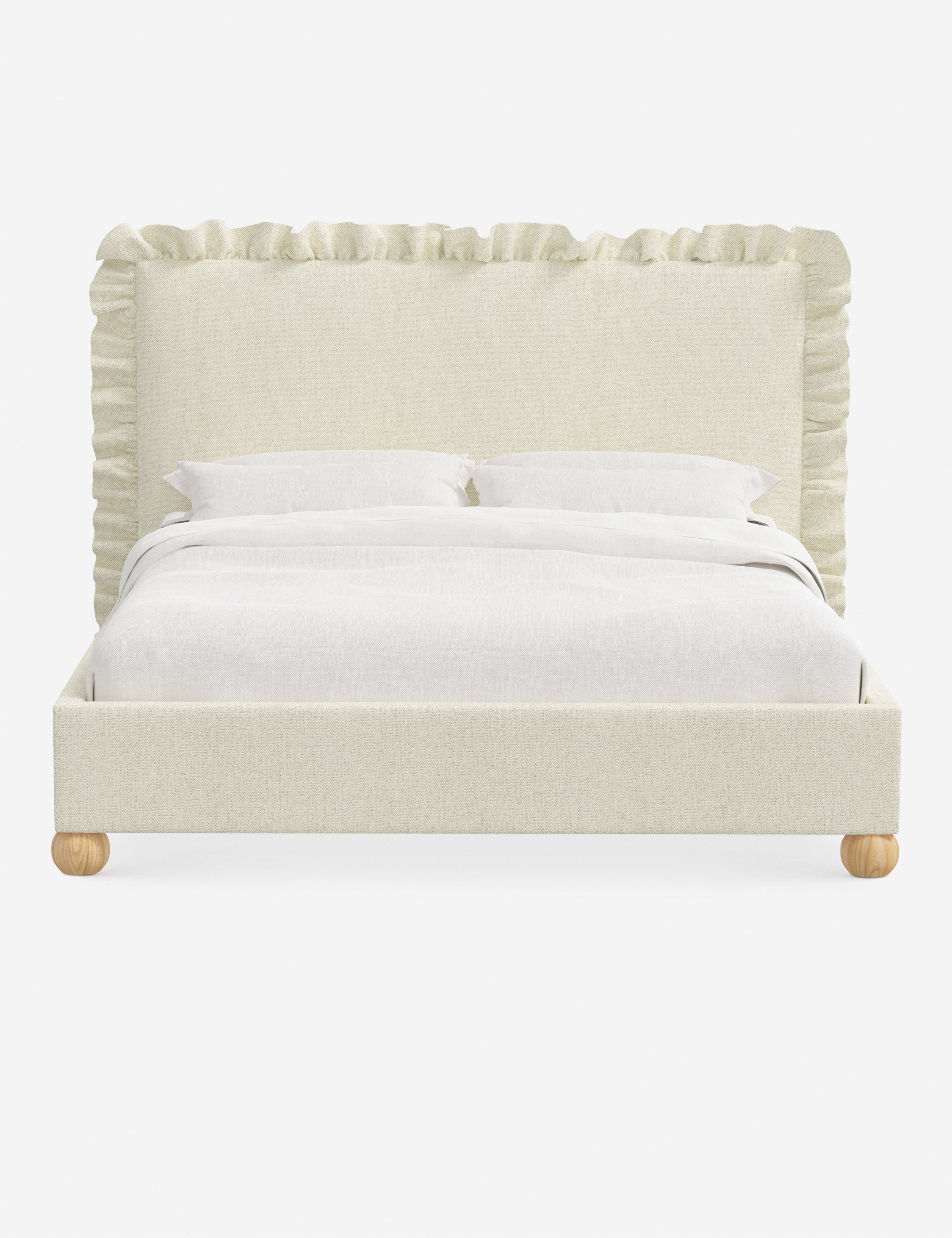 Mira Platform Bed | Ruffled Headboard, Custom Upholstery