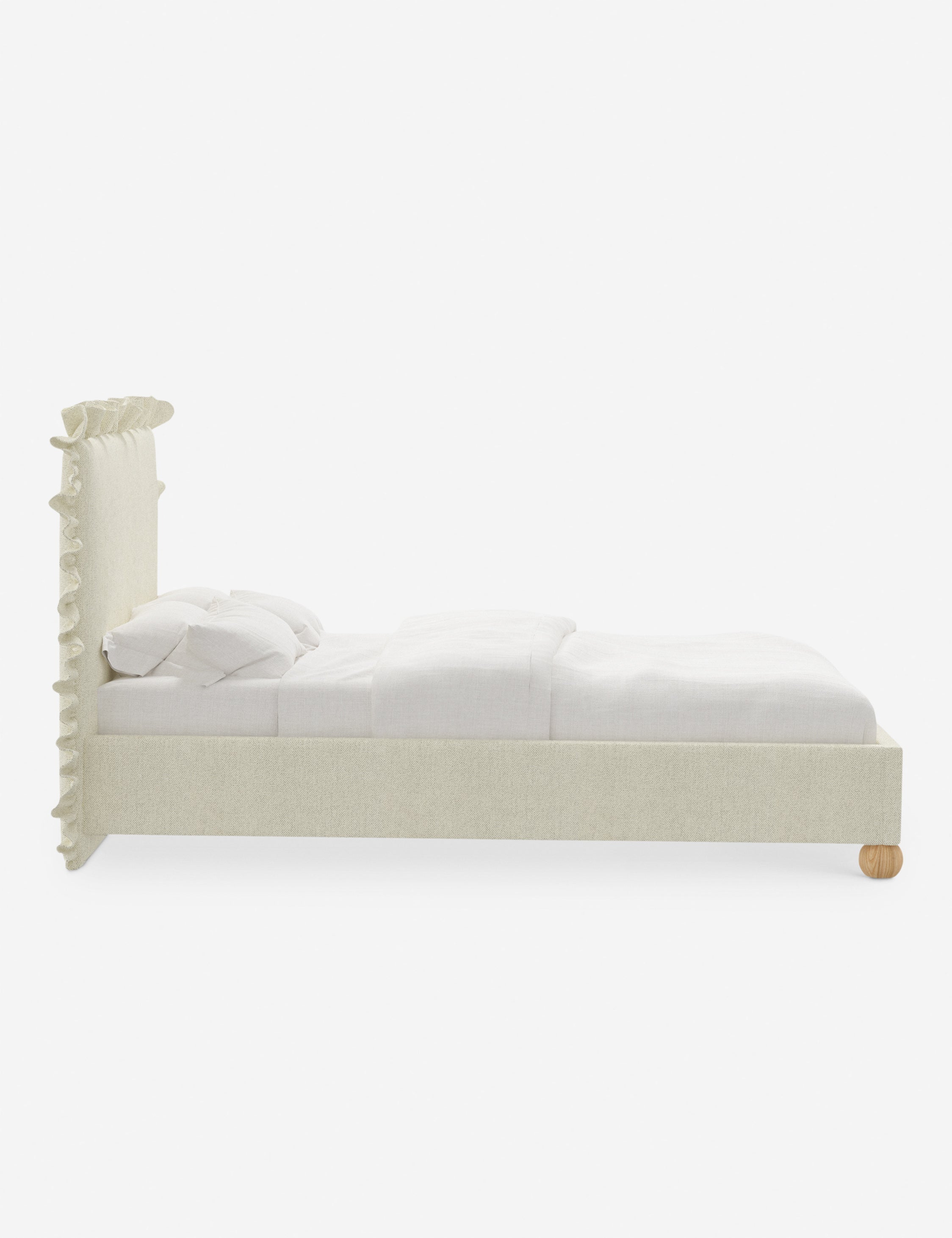 Mira Platform Bed | Ruffled Headboard, Custom Upholstery