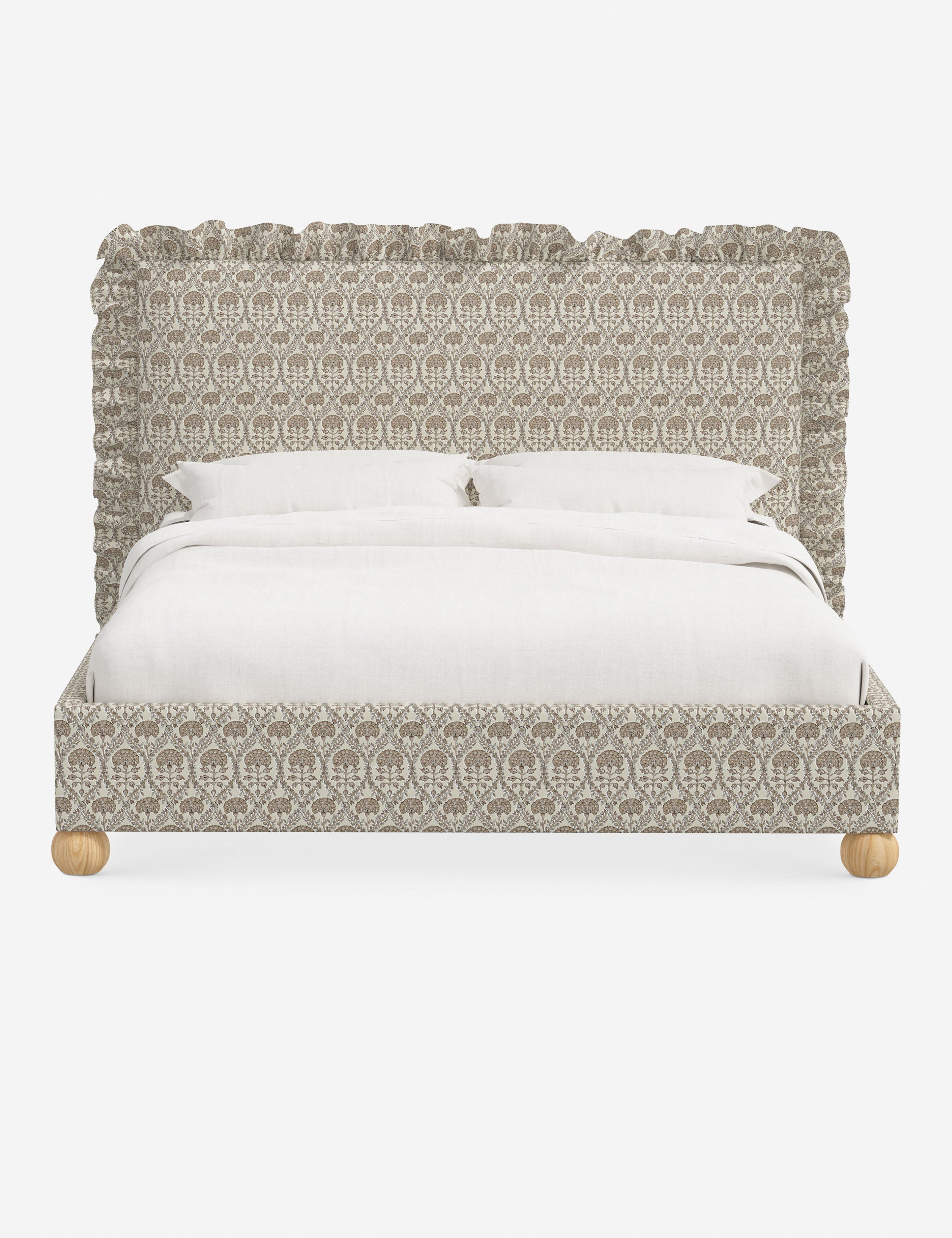 Mira Platform Bed | Ruffled Headboard, Custom Upholstery