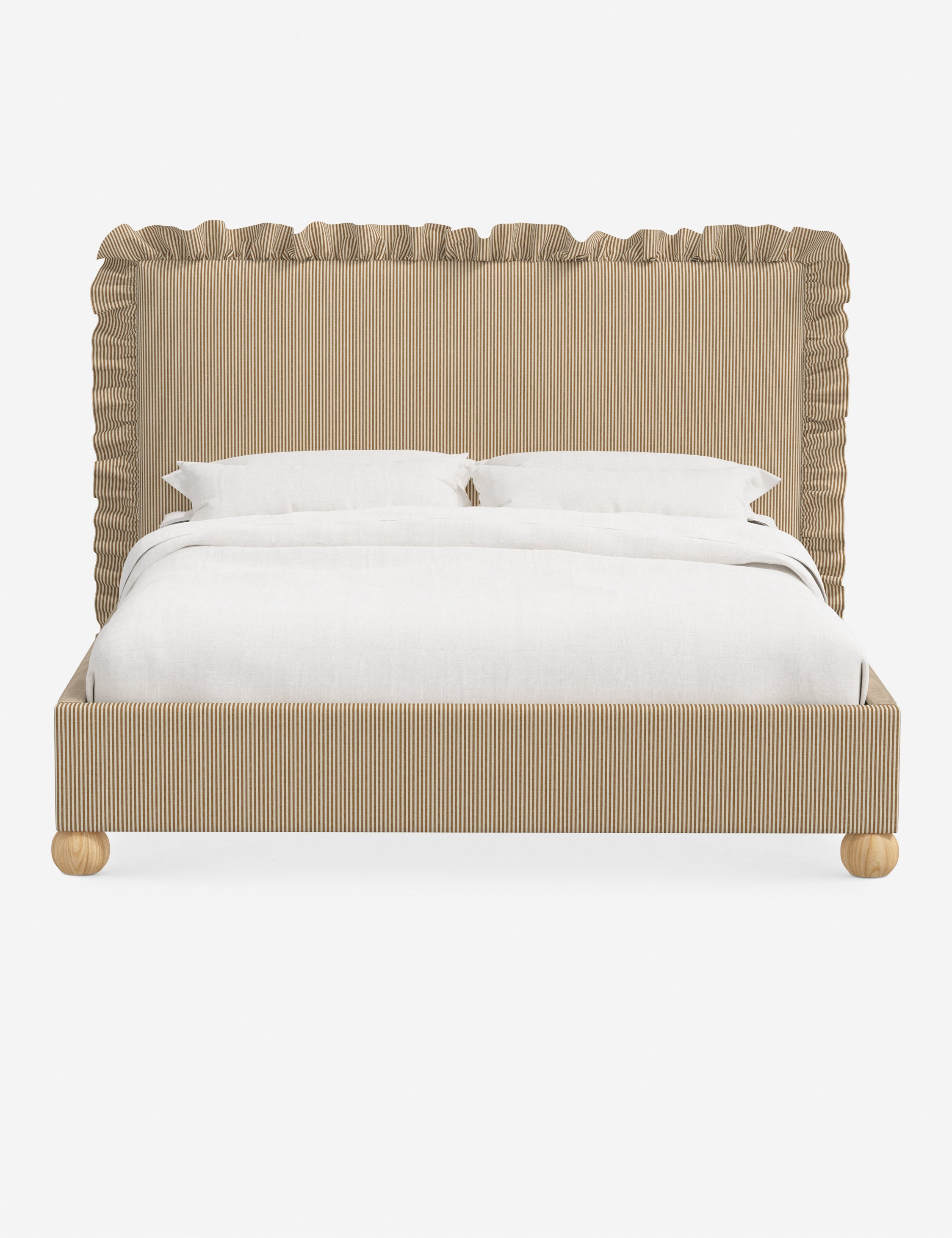 Mira Platform Bed | Ruffled Headboard, Custom Upholstery