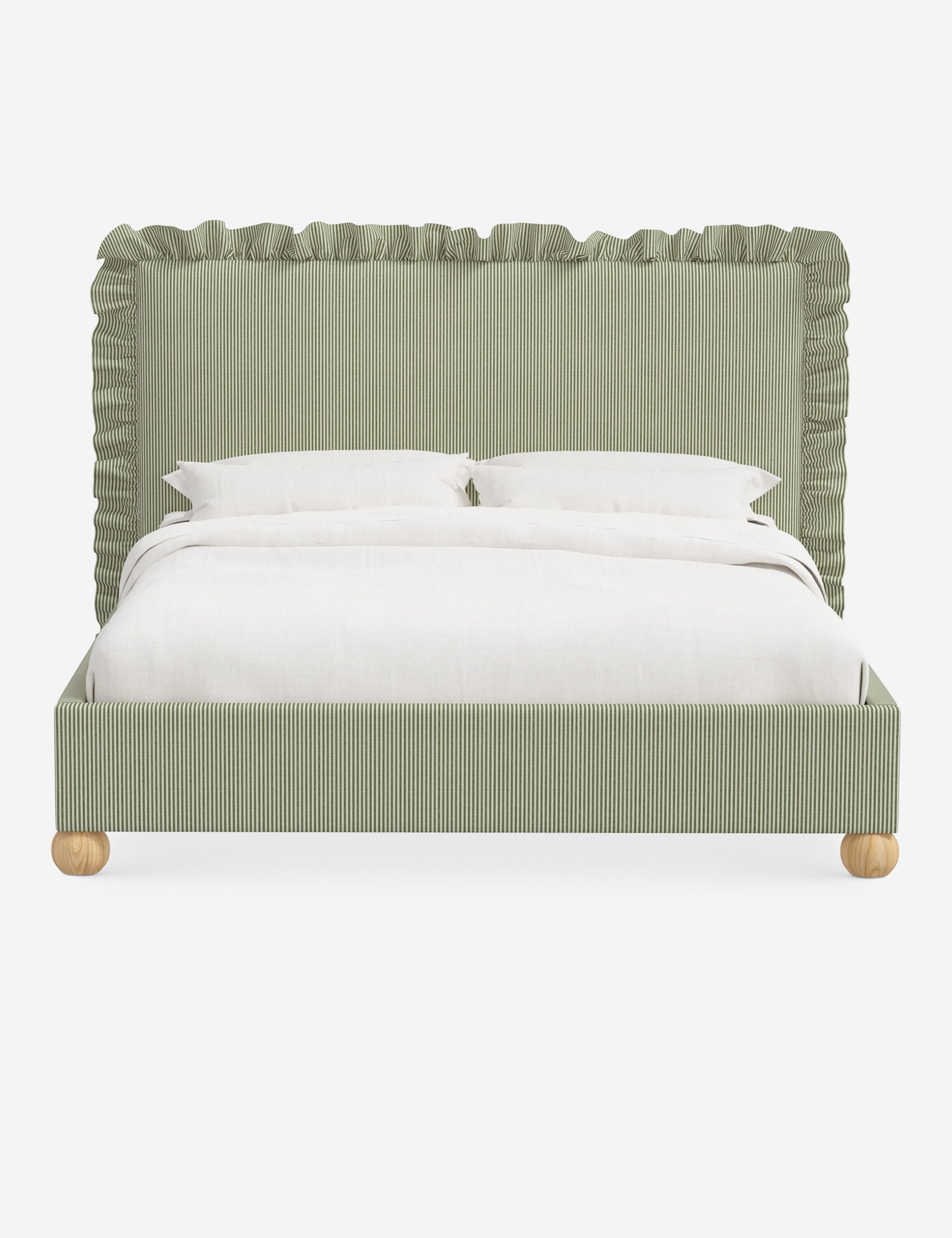 Mira Platform Bed | Ruffled Headboard, Custom Upholstery