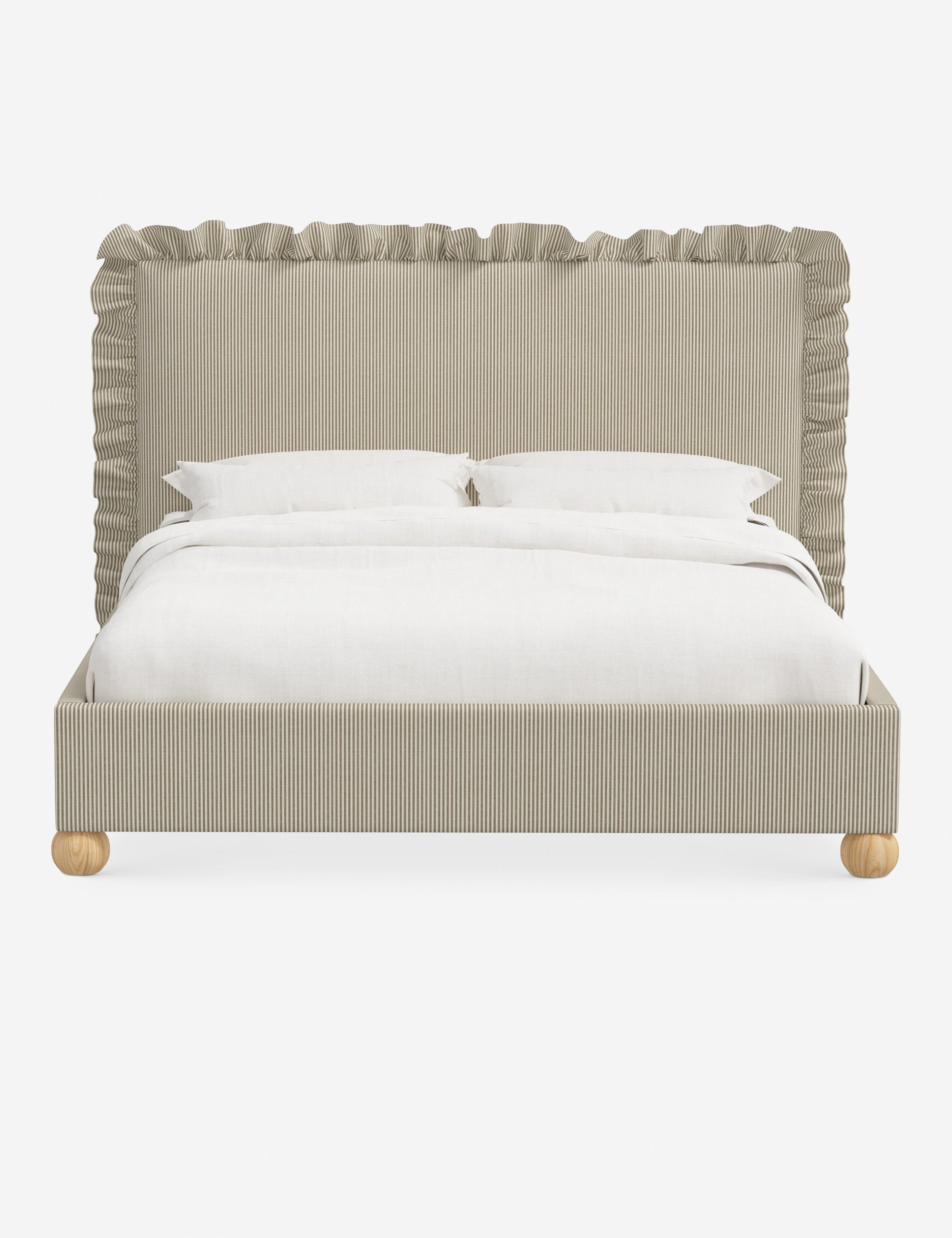 Mira Platform Bed | Ruffled Headboard, Custom Upholstery