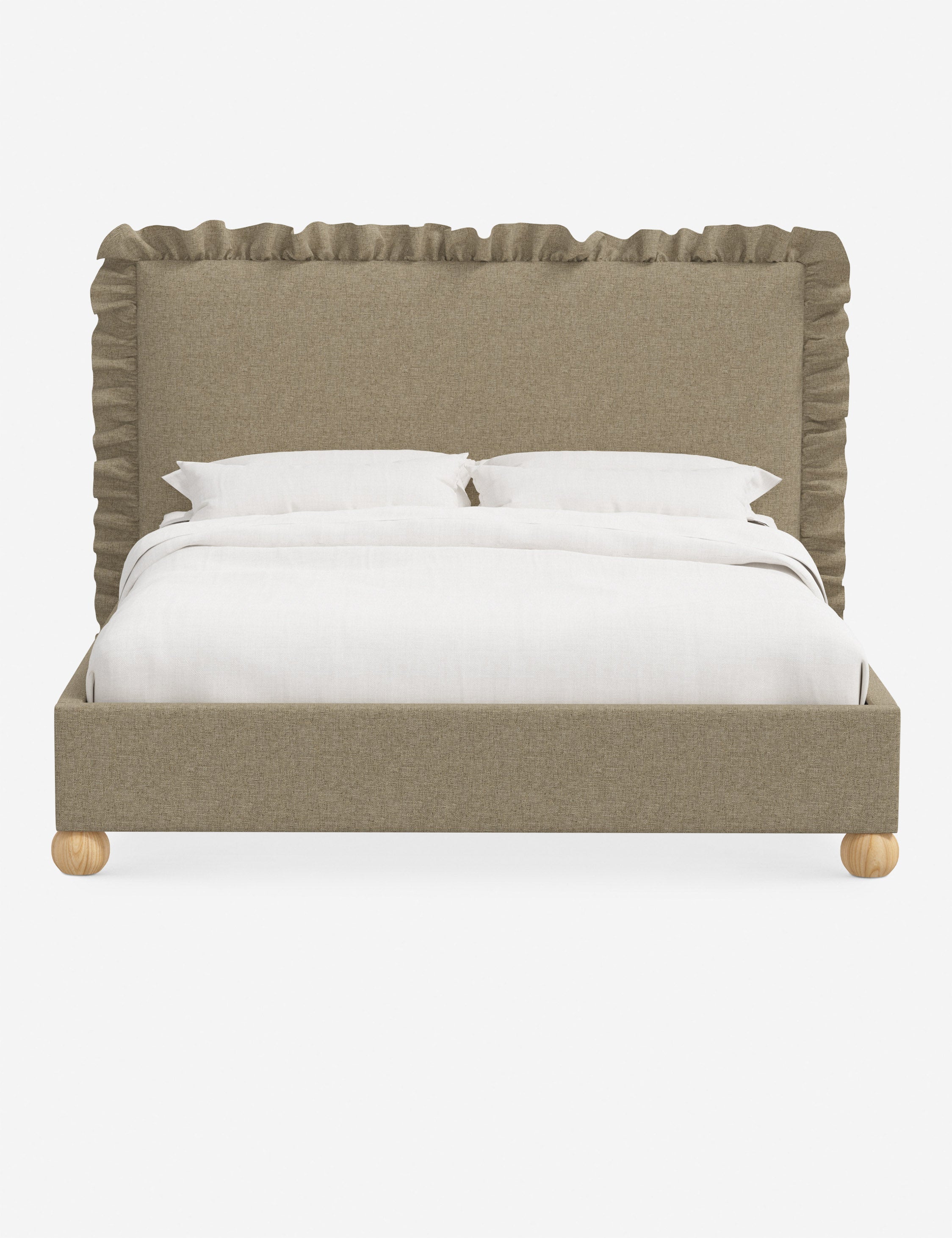 Mira Platform Bed | Ruffled Headboard, Custom Upholstery