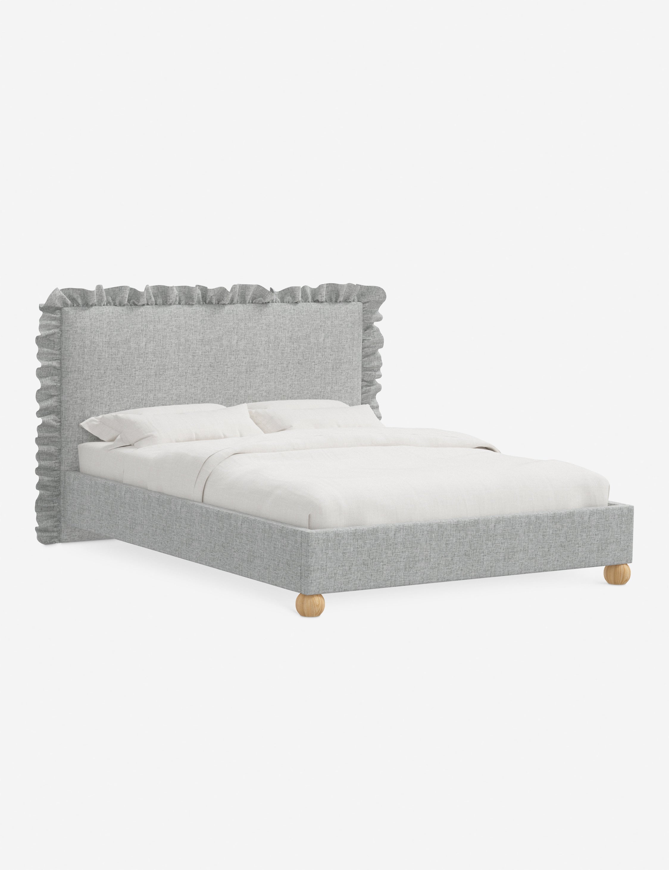 Mira Platform Bed | Ruffled Headboard, Custom Upholstery