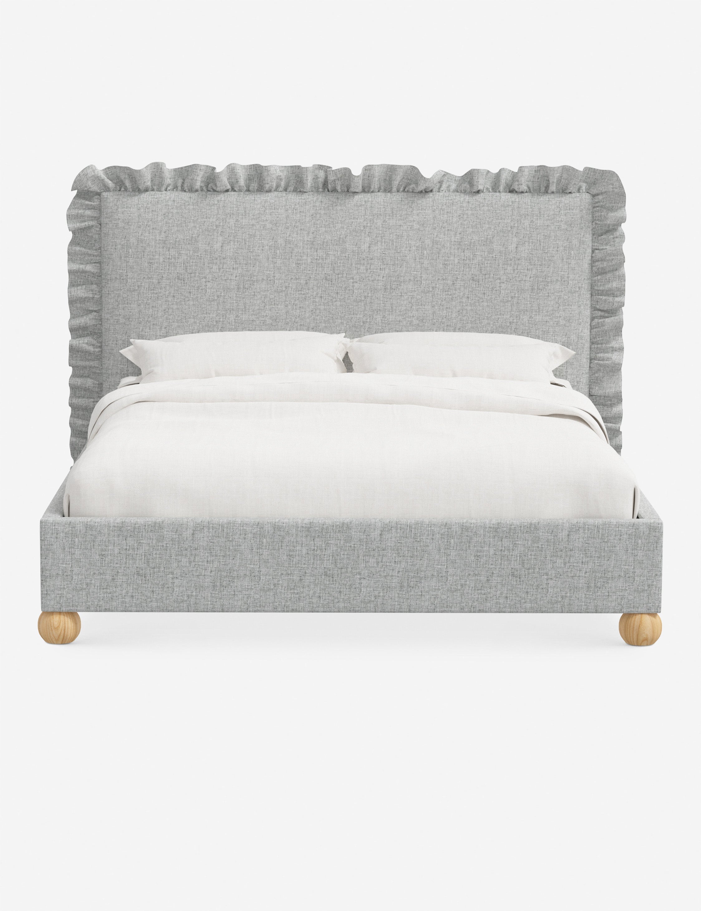 Mira Platform Bed | Ruffled Headboard, Custom Upholstery