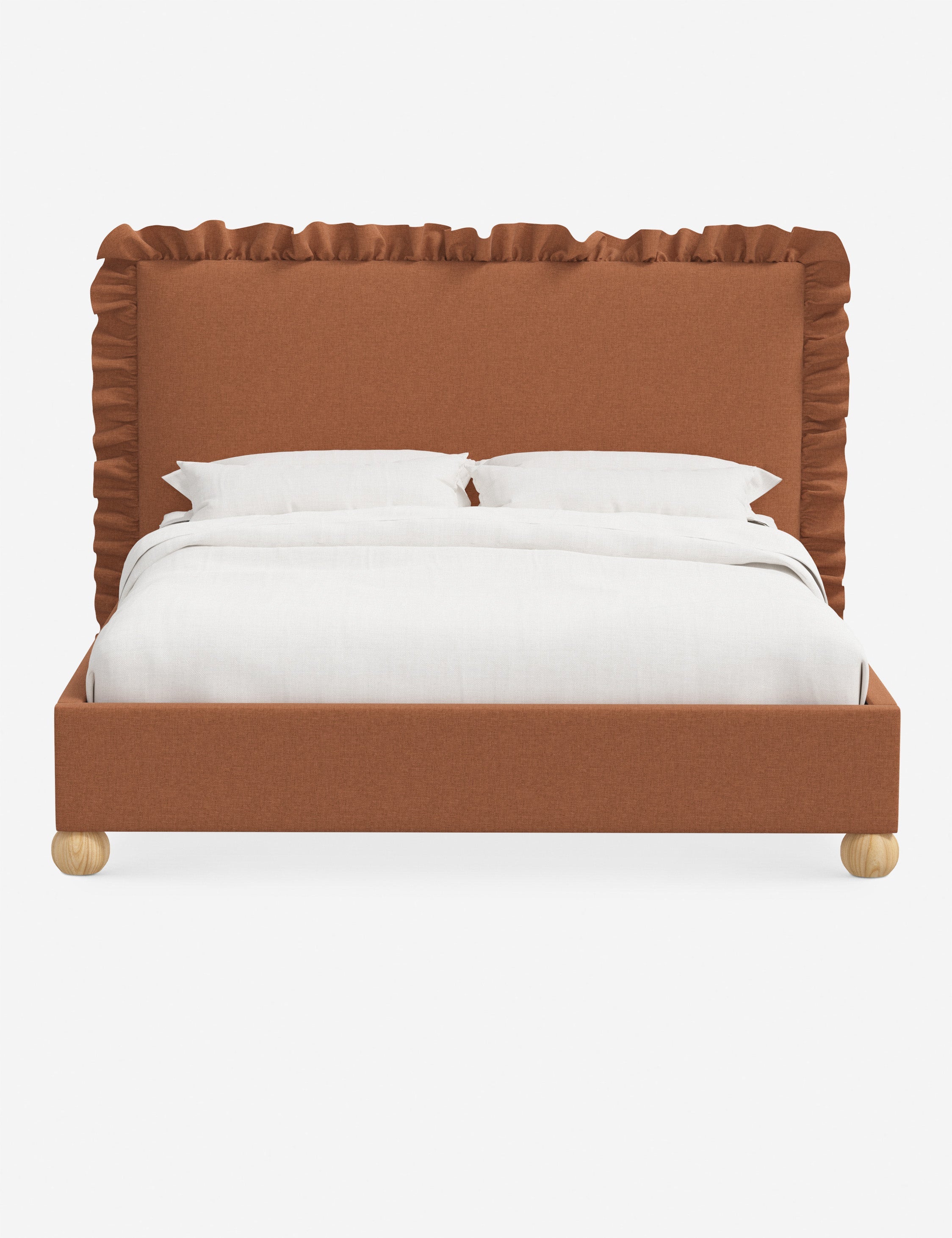 Mira Platform Bed | Ruffled Headboard, Custom Upholstery