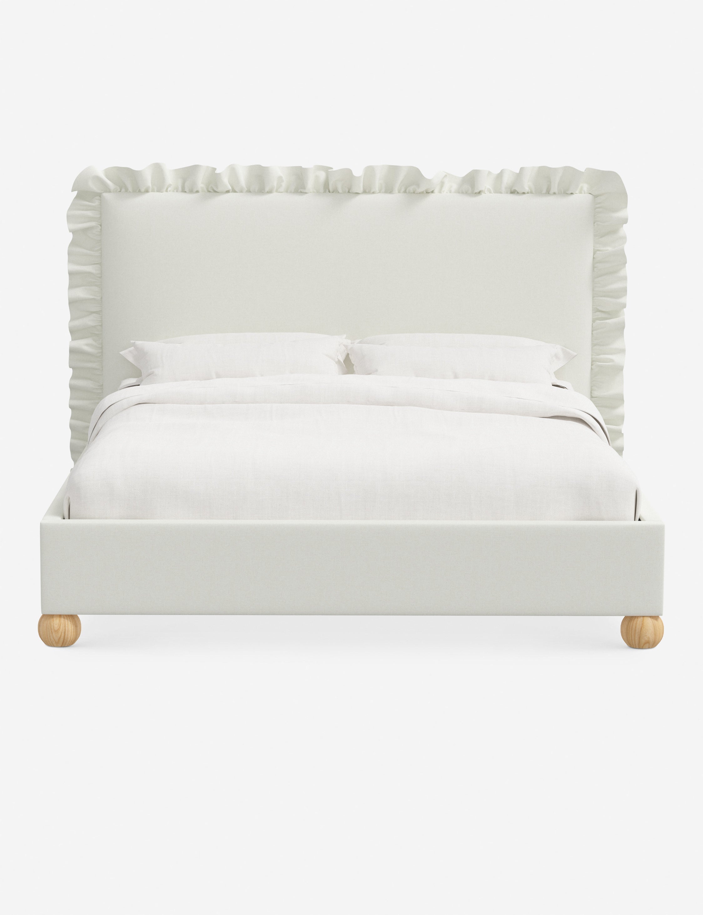 Mira Platform Bed | Ruffled Headboard, Custom Upholstery