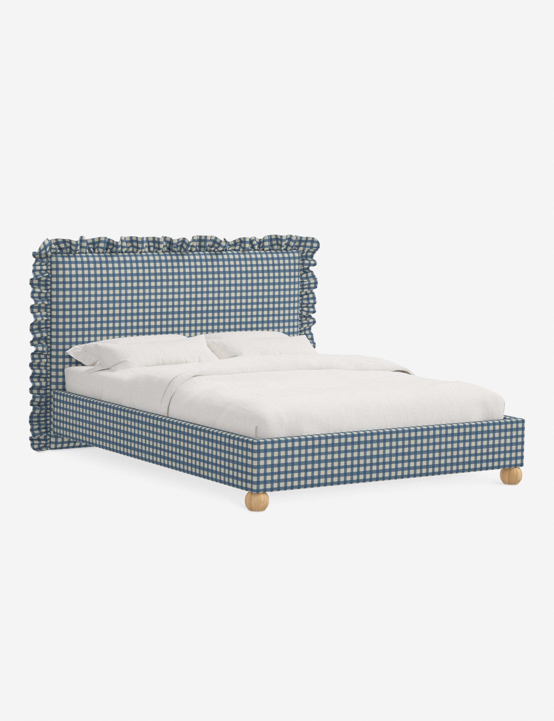 Mira Platform Bed | Ruffled Headboard, Custom Upholstery