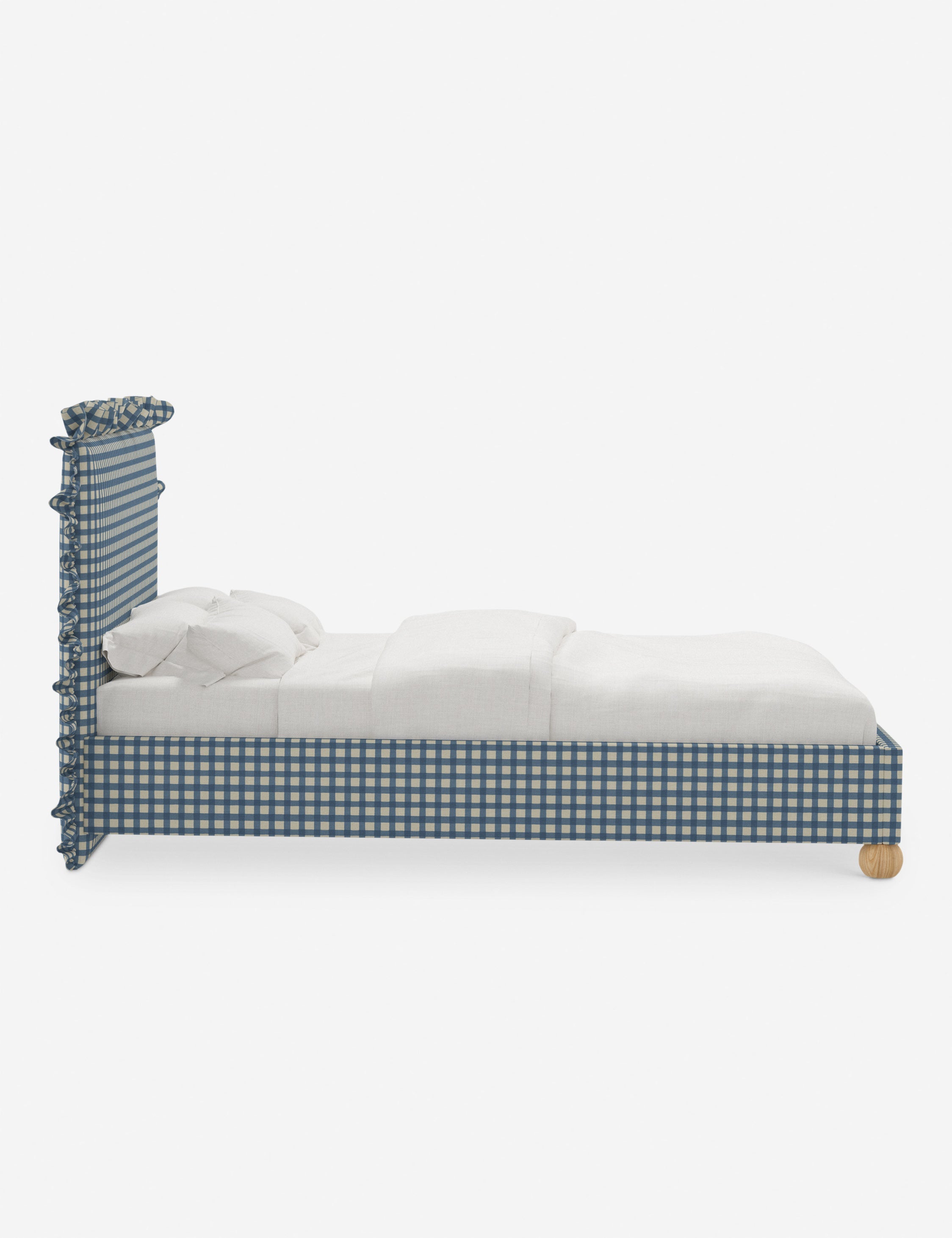 Mira Platform Bed | Ruffled Headboard, Custom Upholstery