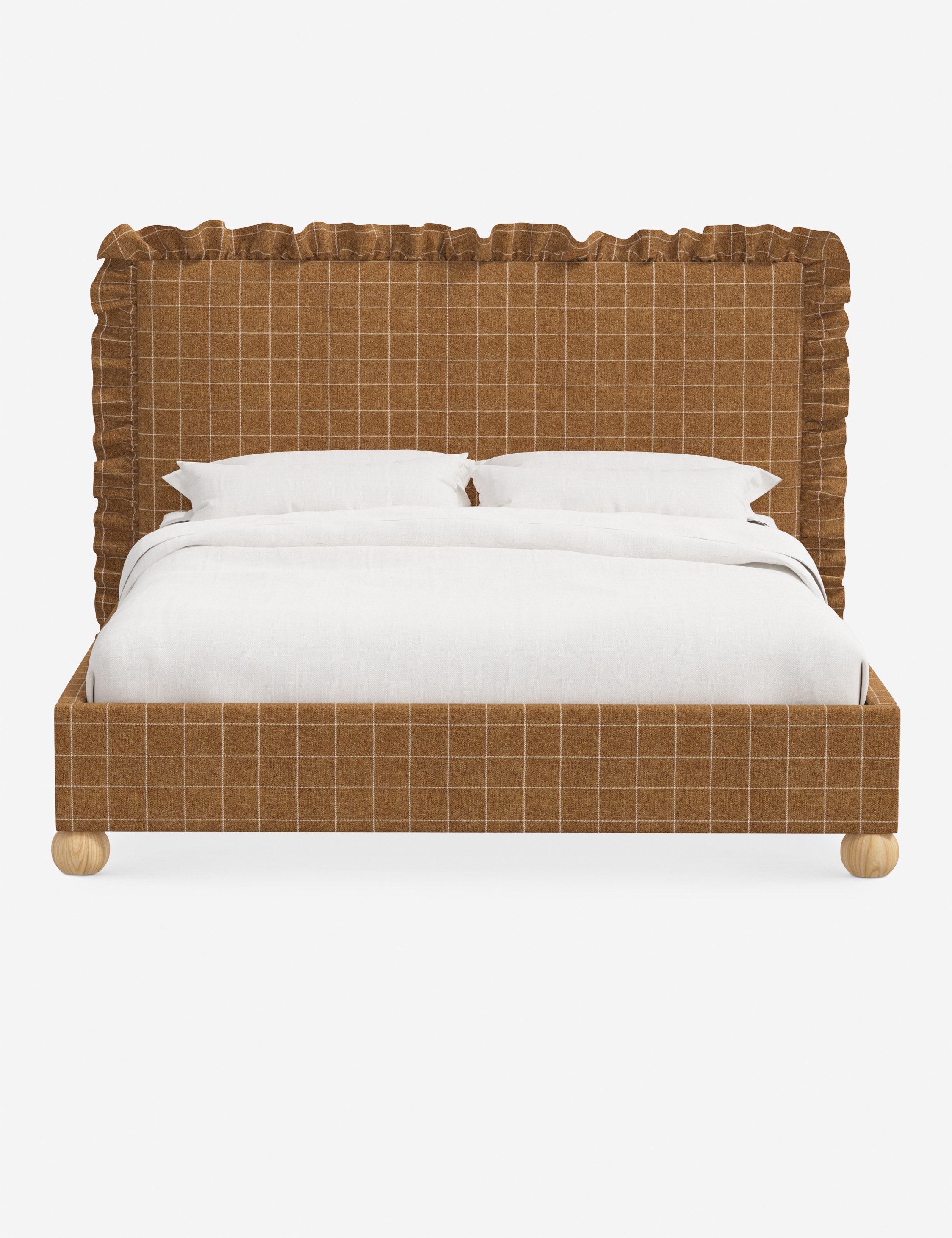 Mira Platform Bed | Ruffled Headboard, Custom Upholstery