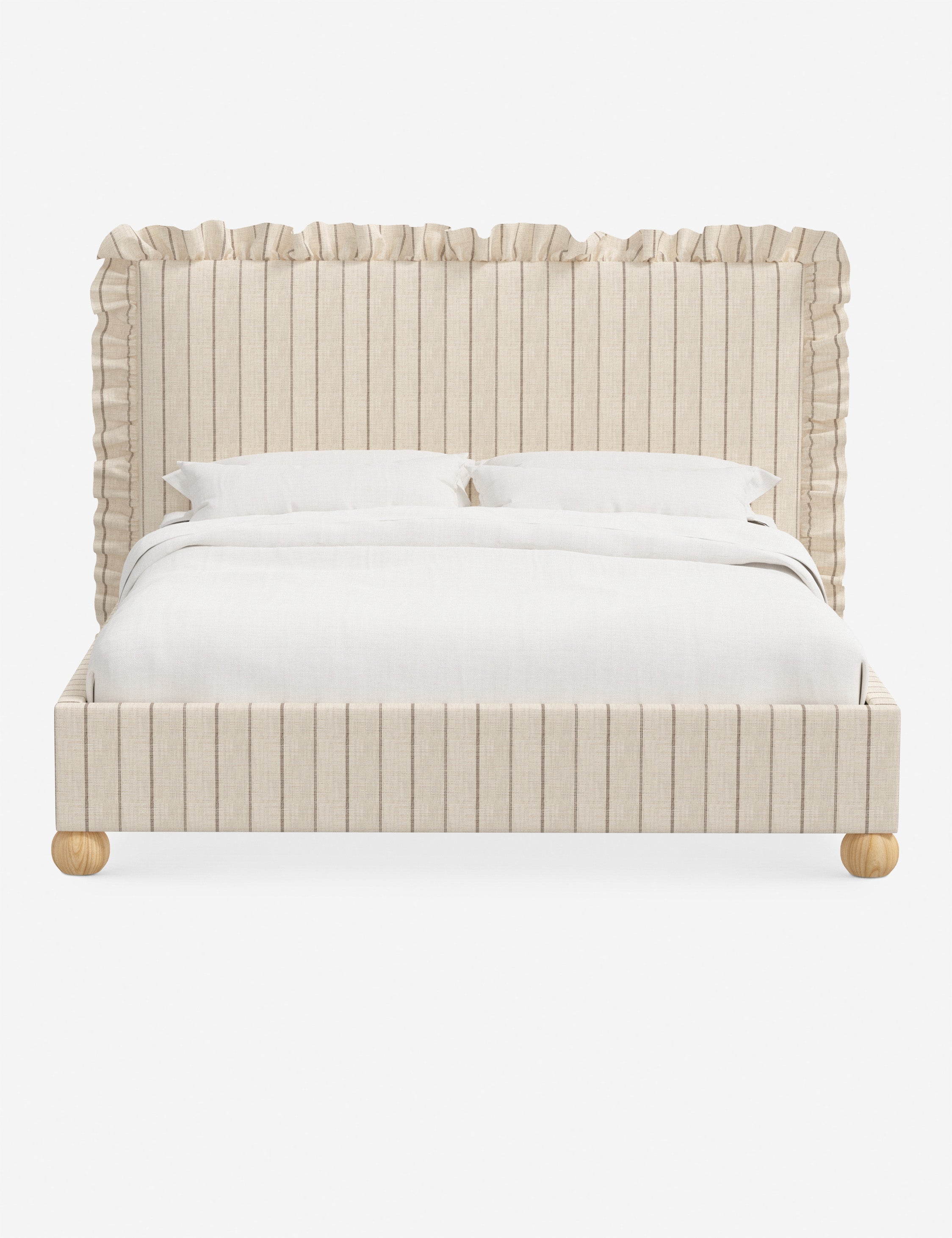 Mira Platform Bed | Ruffled Headboard, Custom Upholstery