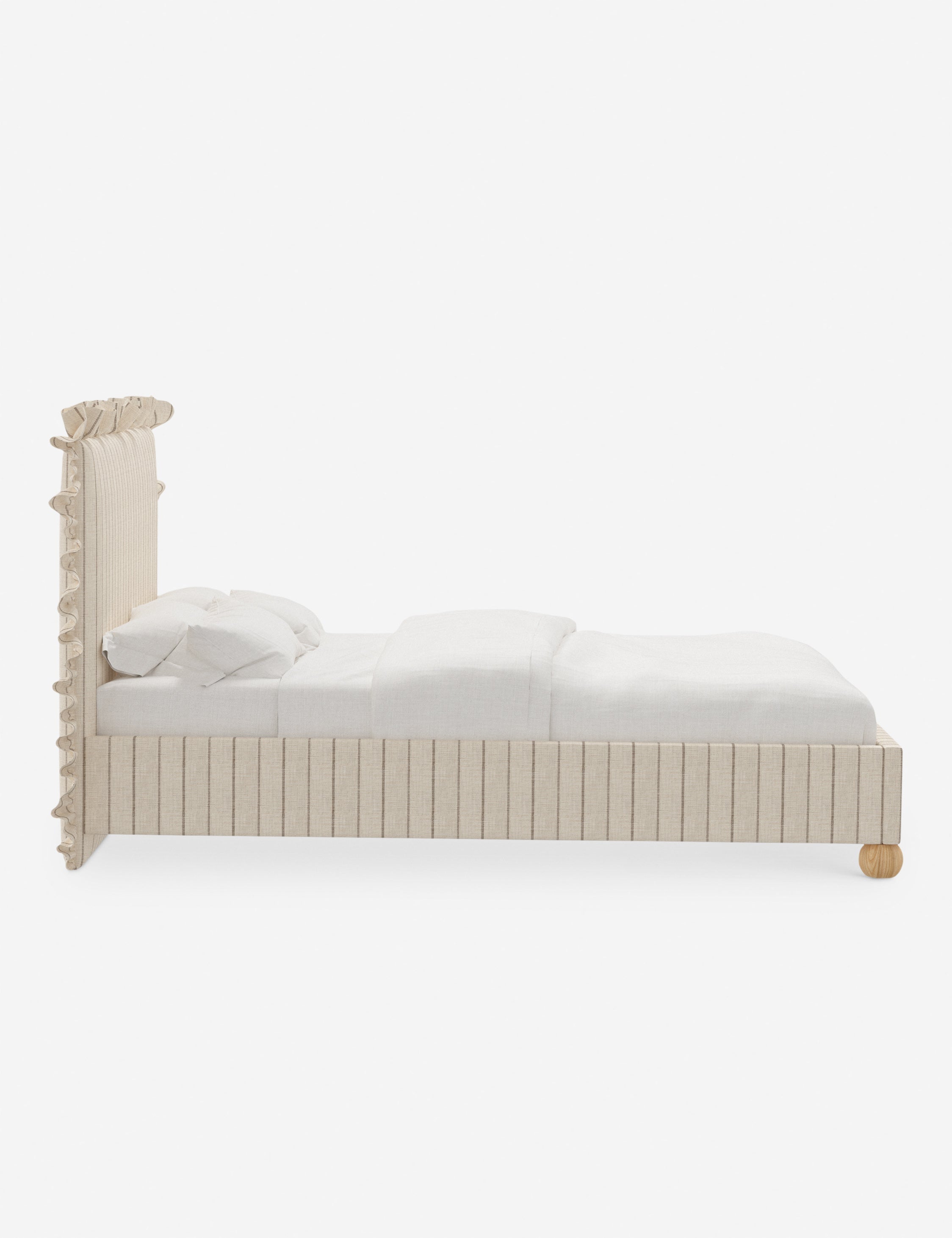 Mira Platform Bed | Ruffled Headboard, Custom Upholstery