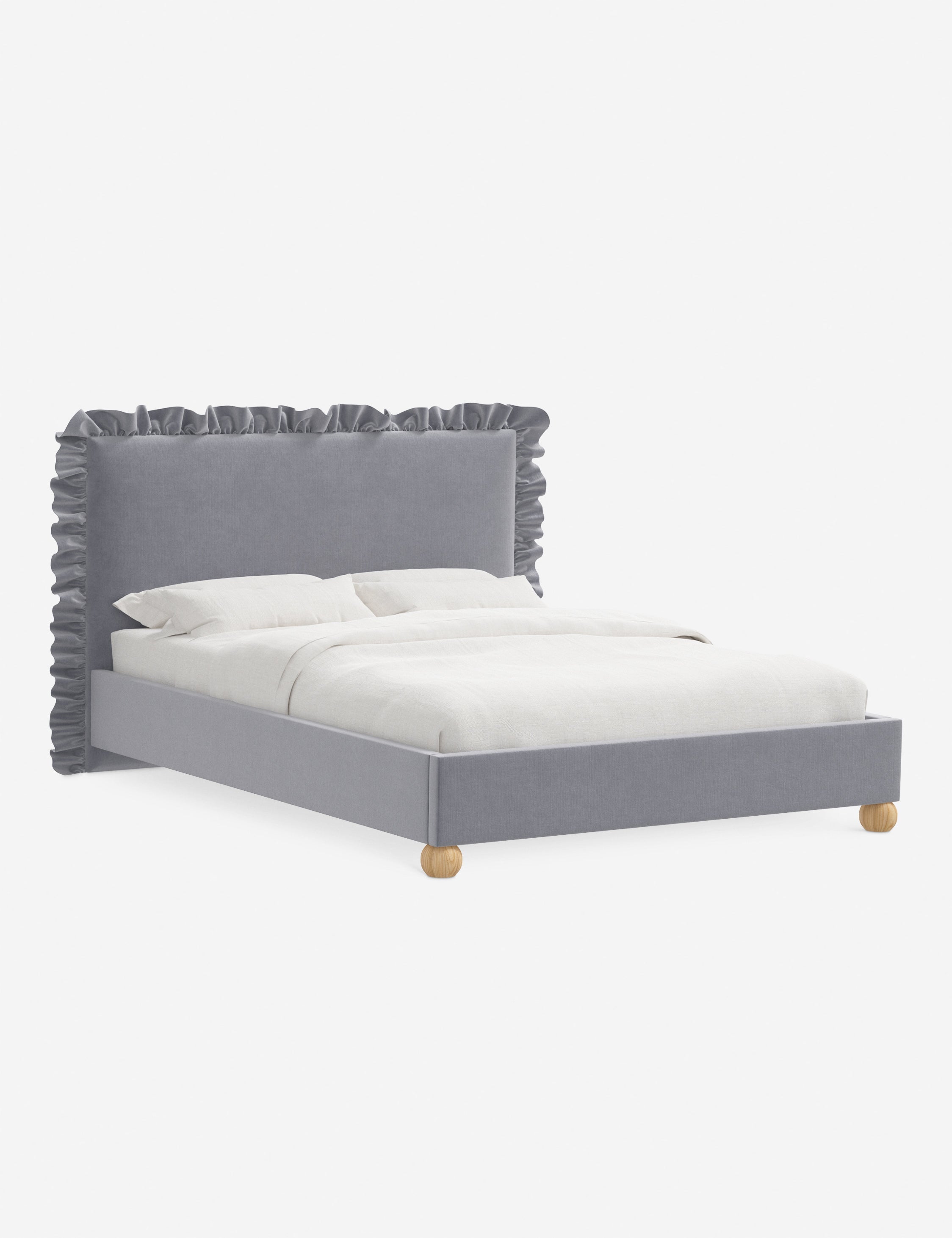 Mira Platform Bed | Ruffled Headboard, Custom Upholstery
