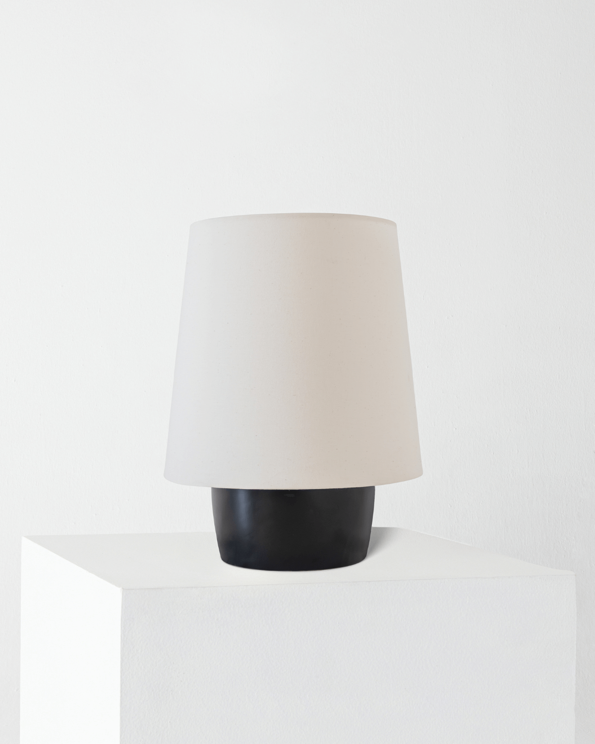 Dane Table Lamp | Black Ceramic Base, Unique Cotton Shade