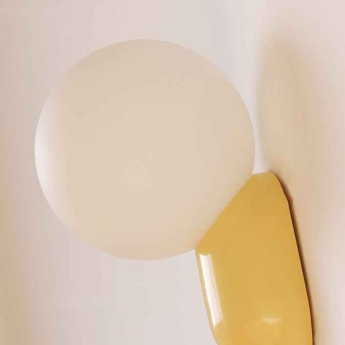 Macaron-Inspired Cream Resin Glass Ball 1-Light Wall Sconce