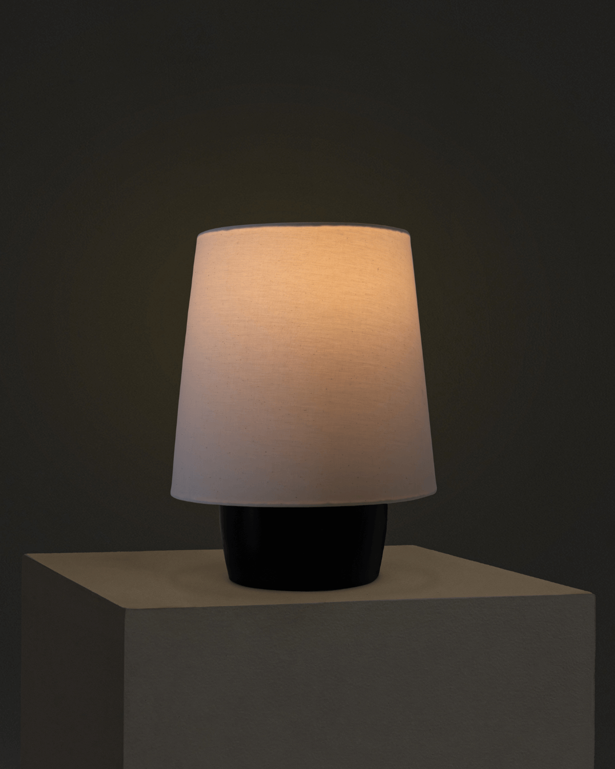 Dane Table Lamp | Black Ceramic Base, Unique Cotton Shade
