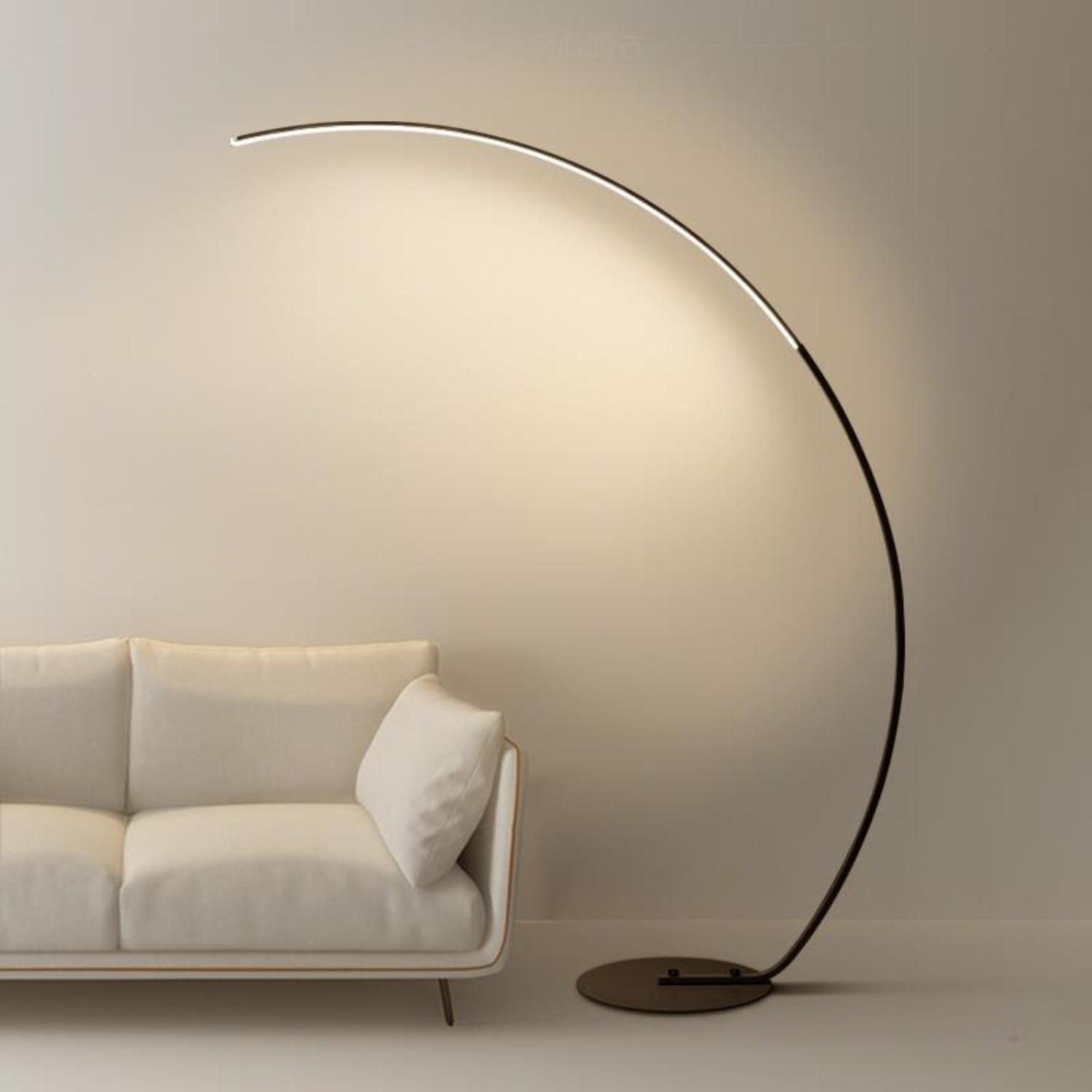 Eclipse – Black Minimalist Curved LED Floor Lamp 40W - Cendre Home