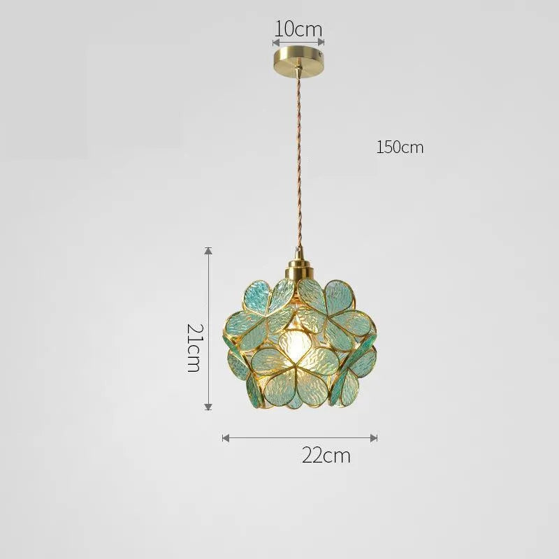 Bela Glass Pendant Light | Floral Design, Brass Finish