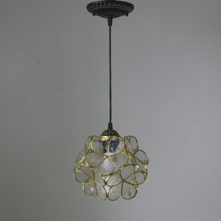 Retro Stained Glass Petal Single-Light Pendant Fixture