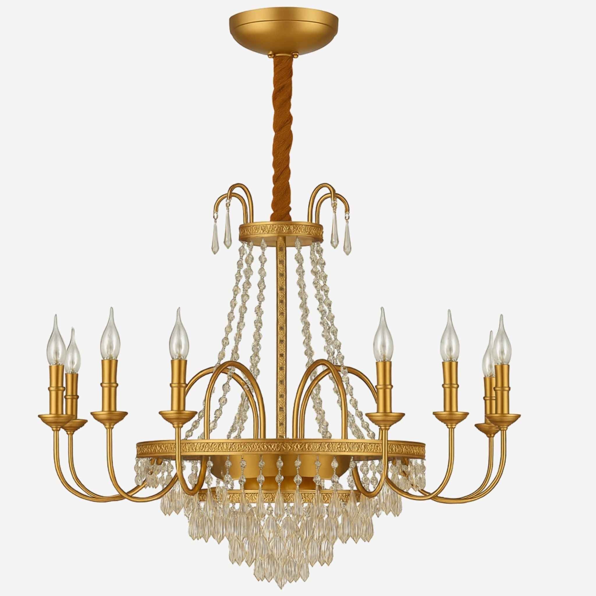 Bristol Chandelier | 8-Light Brass with Crystal Prisms Ø85 cm