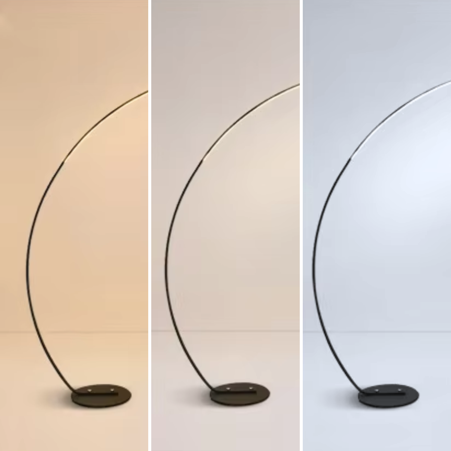 Eclipse – Black Minimalist Curved LED Floor Lamp 40W - Cendre Home