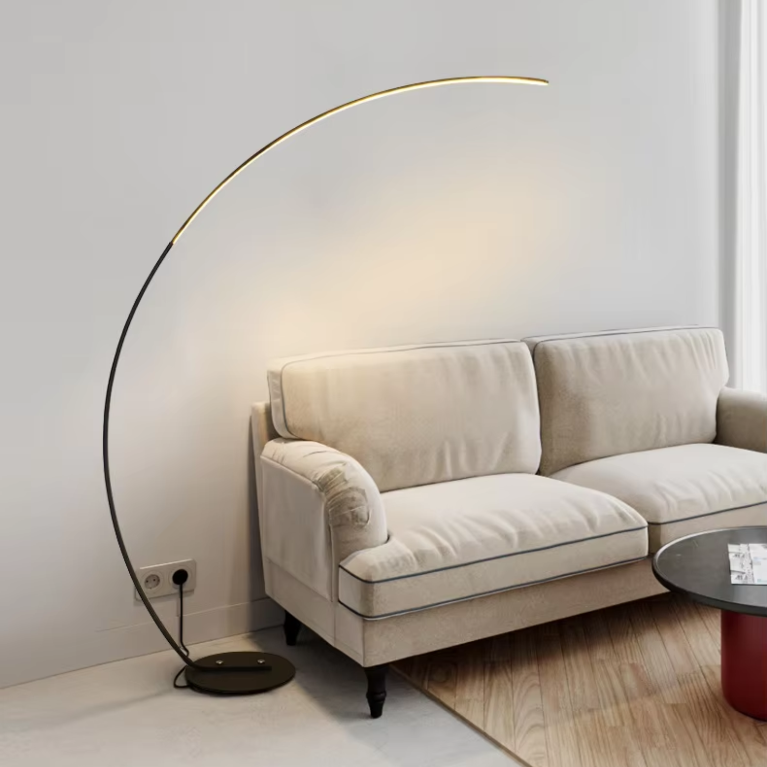 Eclipse – Black Minimalist Curved LED Floor Lamp 40W - Cendre Home