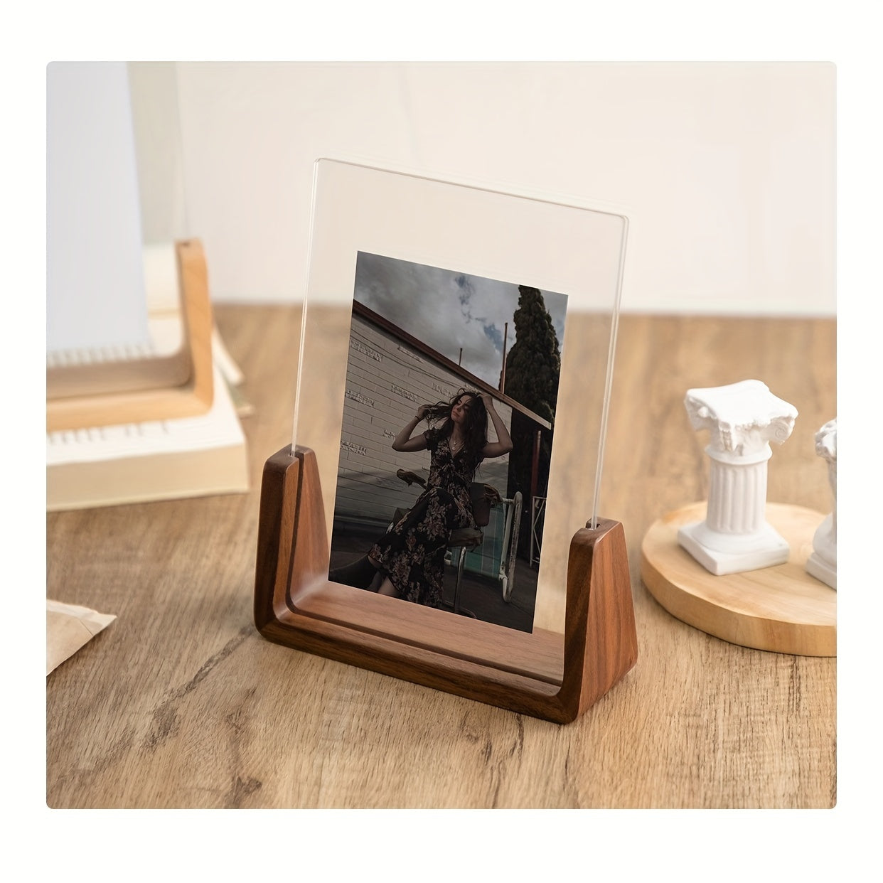 Bela U-Shaped Photo Frame | Solid Wood & Acrylic, Minimalist Display