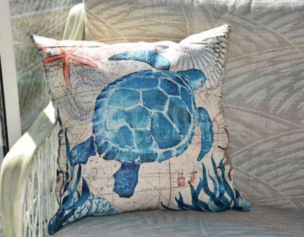 Mira Luxe Sierkussen | Zeeleven Motief, Zachte & Duurzame Stof 45x45