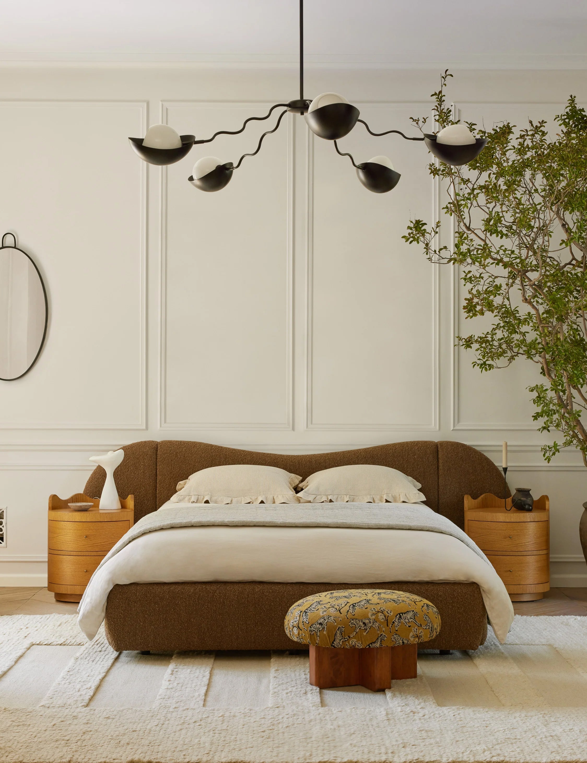 Clara Platform Bed | Extended Headboard, Bespoke Upholstery