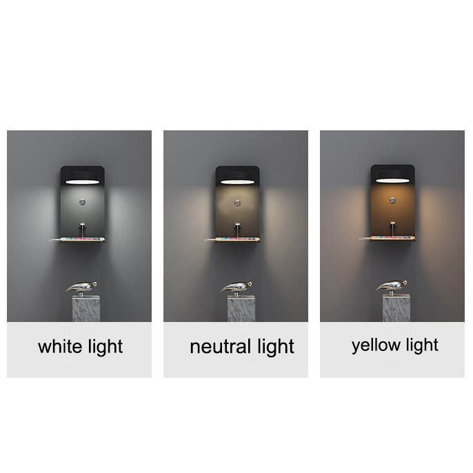 Contemporary Square Iron LED Wall Sconce Lamp with USB Rechargeable Feature