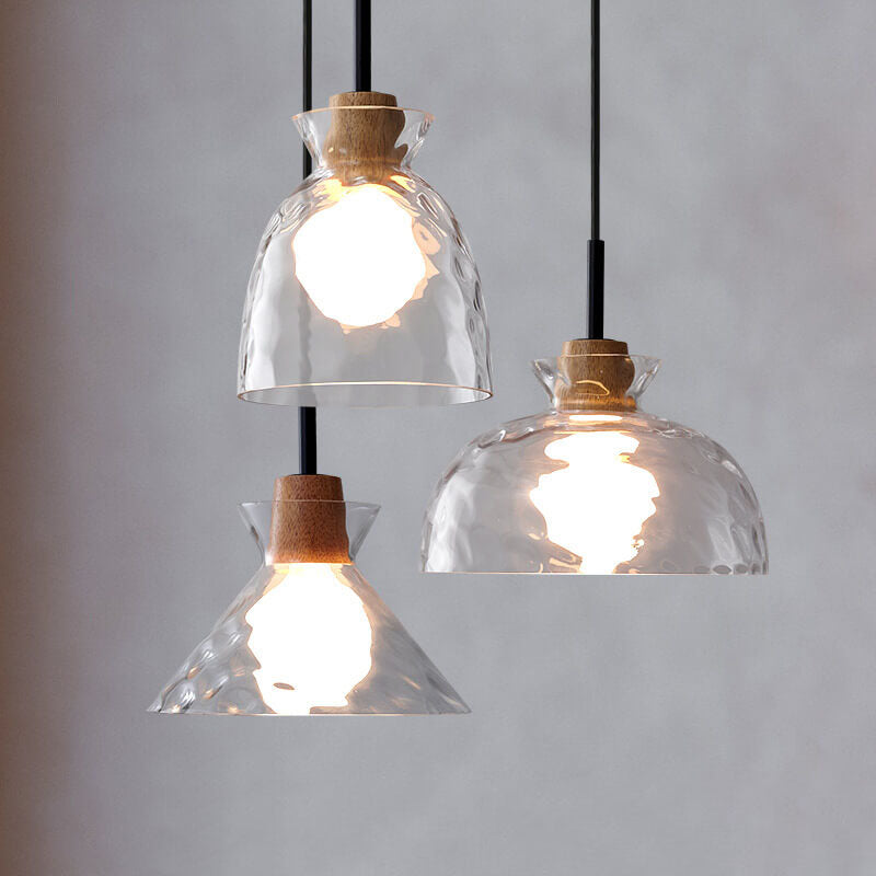 Nordic Clear Rippled Glass 1-Light Pendant Lamp