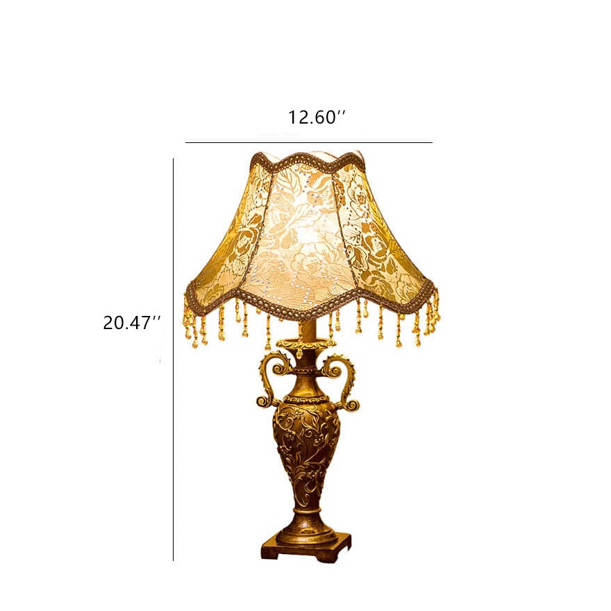 Antique European Vintage Fabric Table Lamp with Single Light