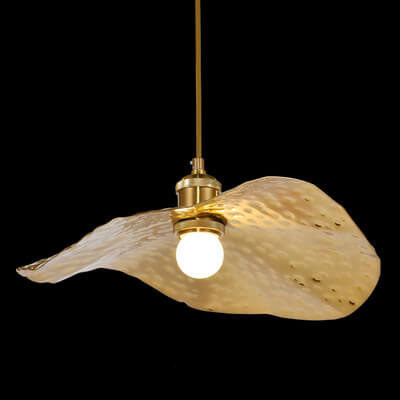 Contemporary Golden Bronze Lotus Leaf 1-Light Pendant Fixture