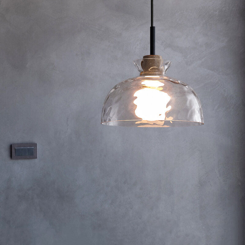 Nordic Clear Rippled Glass 1-Light Pendant Lamp