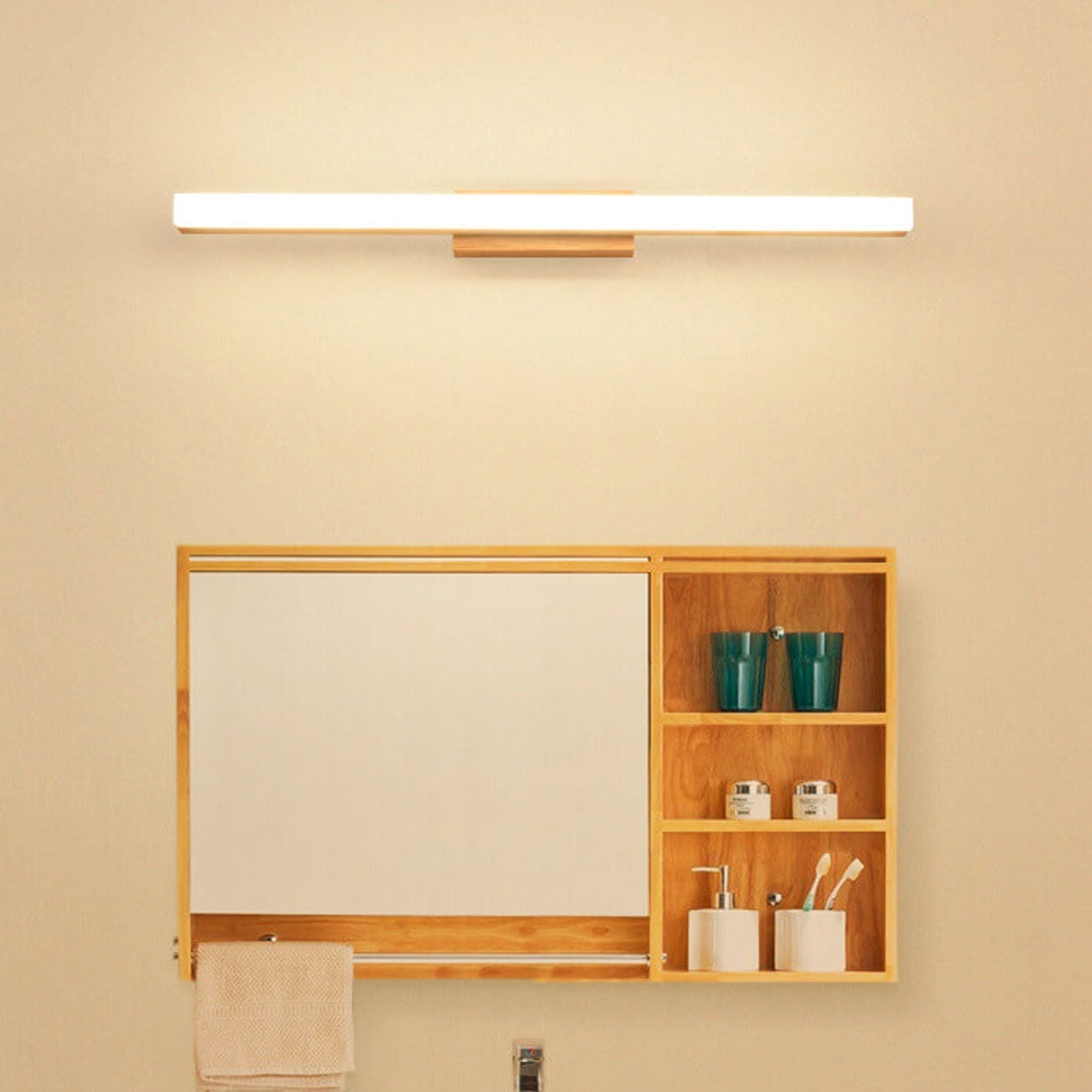 Nordic Minimalist Wooden LED Wall Sconce - Long Strip Vanity Light