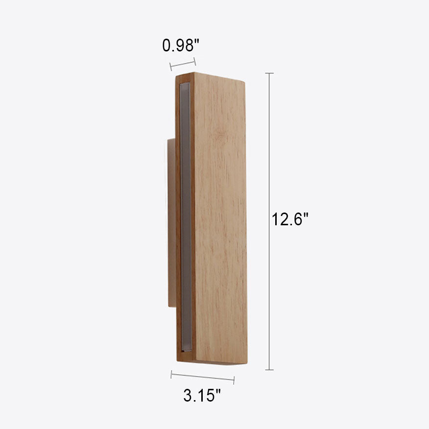 Minimalist Japanese Rectangular Log LED Wall Sconce Lamp with Rotatable Design