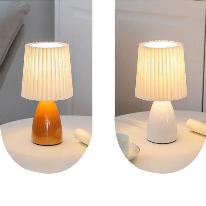 Vintage Nordic Pleated Shade Table Lamp with Glass Base - 1 Light