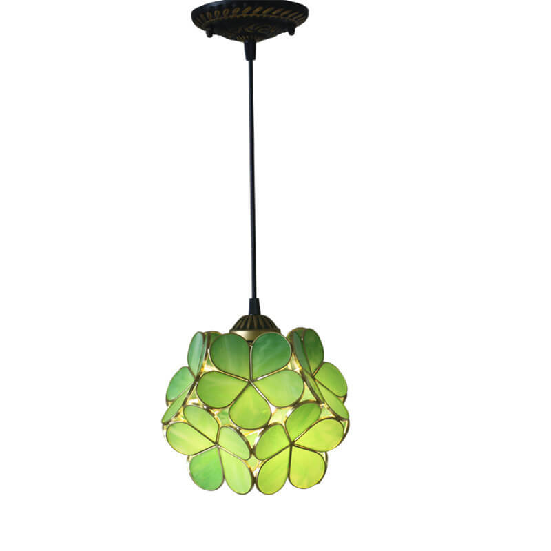 Retro Stained Glass Petal Single-Light Pendant Fixture