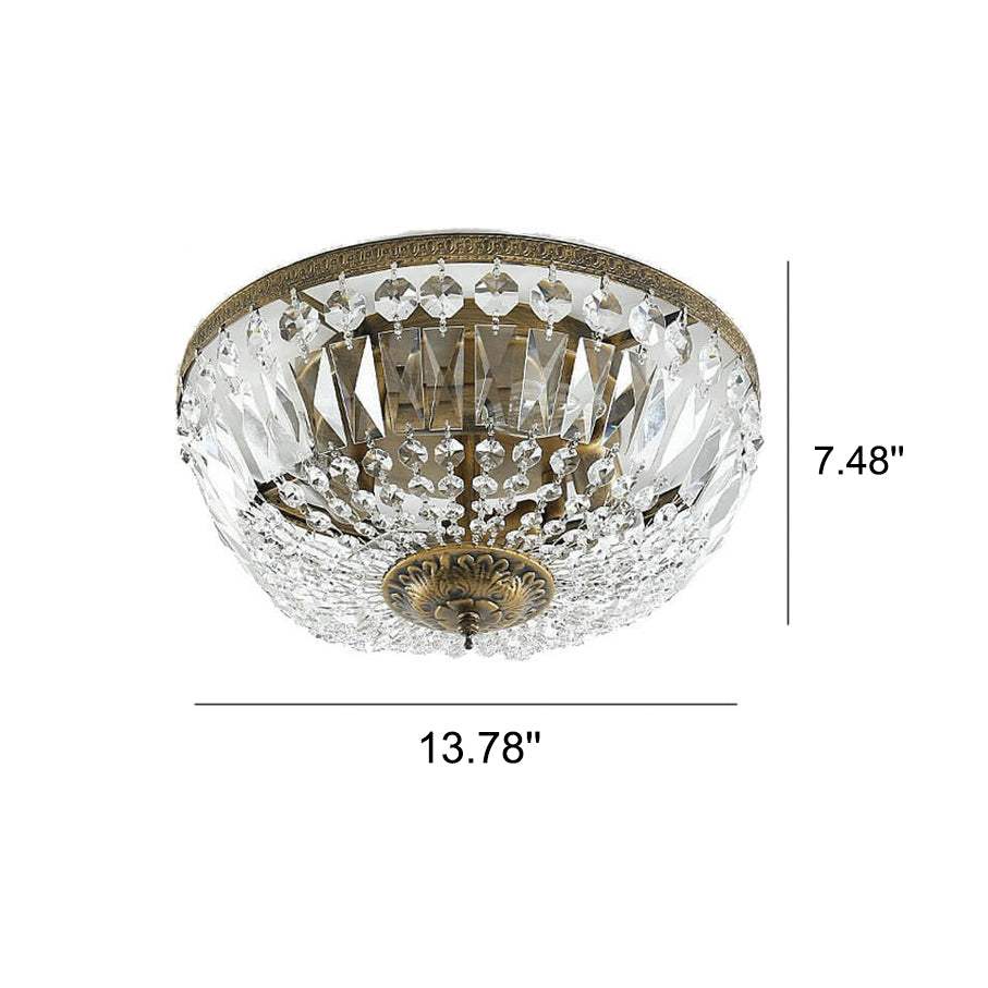 Retro Round Crystal Flush Mount Ceiling Light - 4/6 Lights